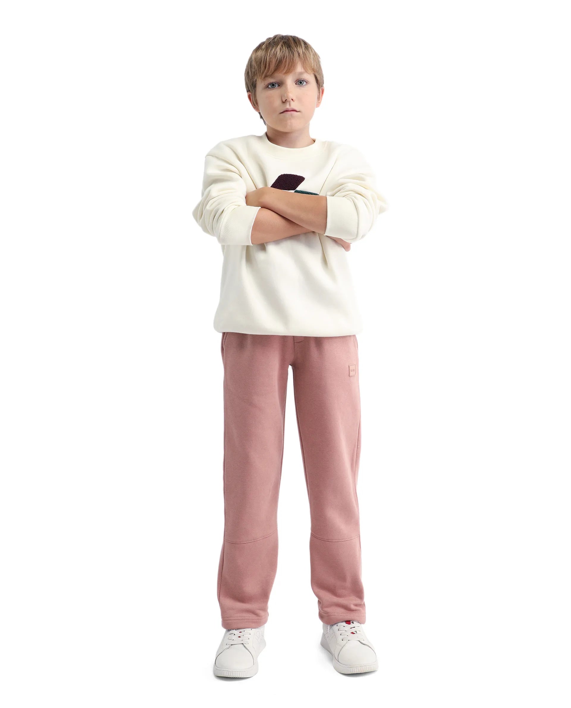 Rare Ones Kids Zaid-B Dusky Pink Cotton Blend Plain Regular Fit Trackpant