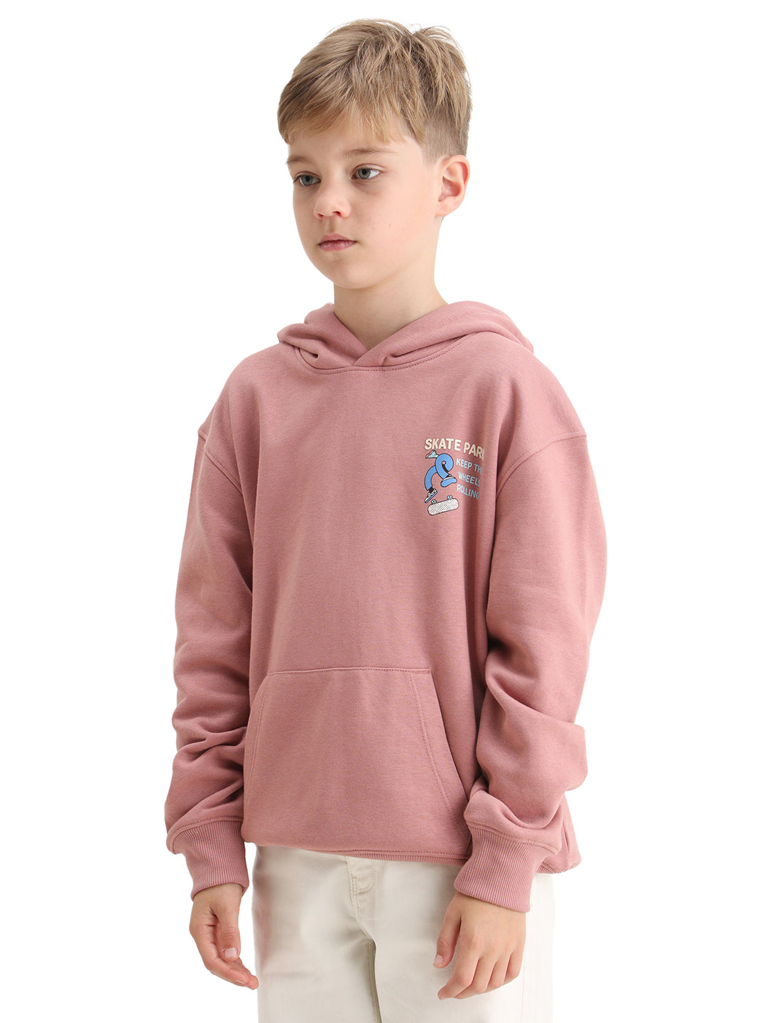 Rare Ones Kids Zaid Dusky Pink Cotton Blend Hd Print Oversized Sweatshirt