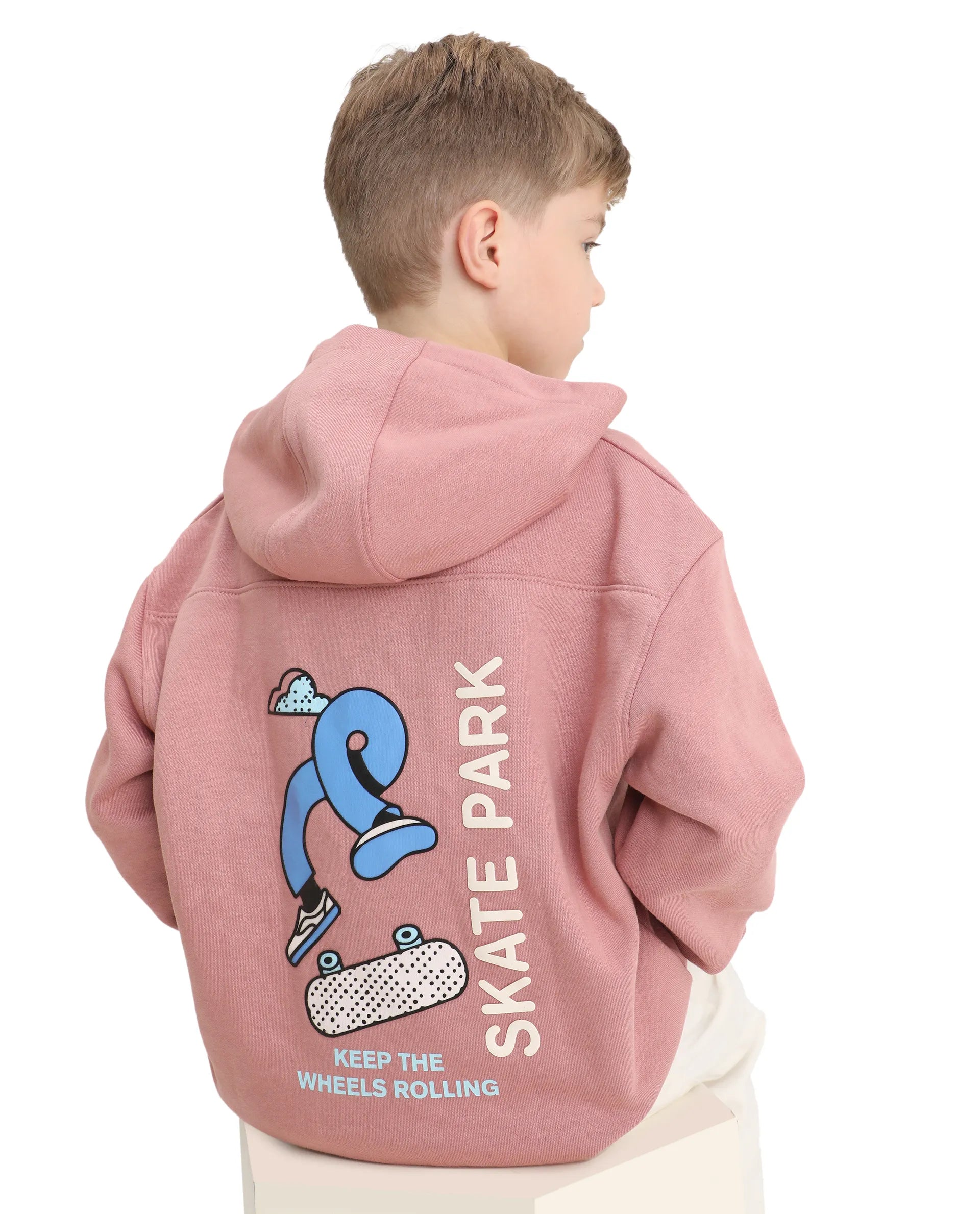 Rare Ones Kids Zaid Dusky Pink Cotton Blend Hd Print Oversized Sweatshirt