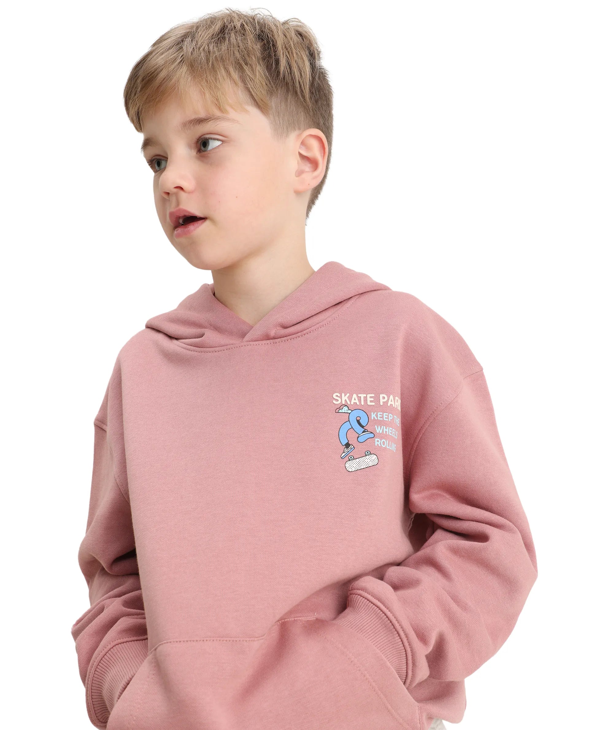 Rare Ones Kids Zaid Dusky Pink Cotton Blend Hd Print Oversized Sweatshirt