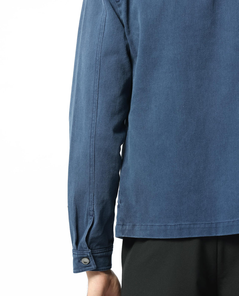 Rare Rabbit Men's Zale Navy Cotton Fabric Full Sleeves Zip Closure Solid Twill Shacket