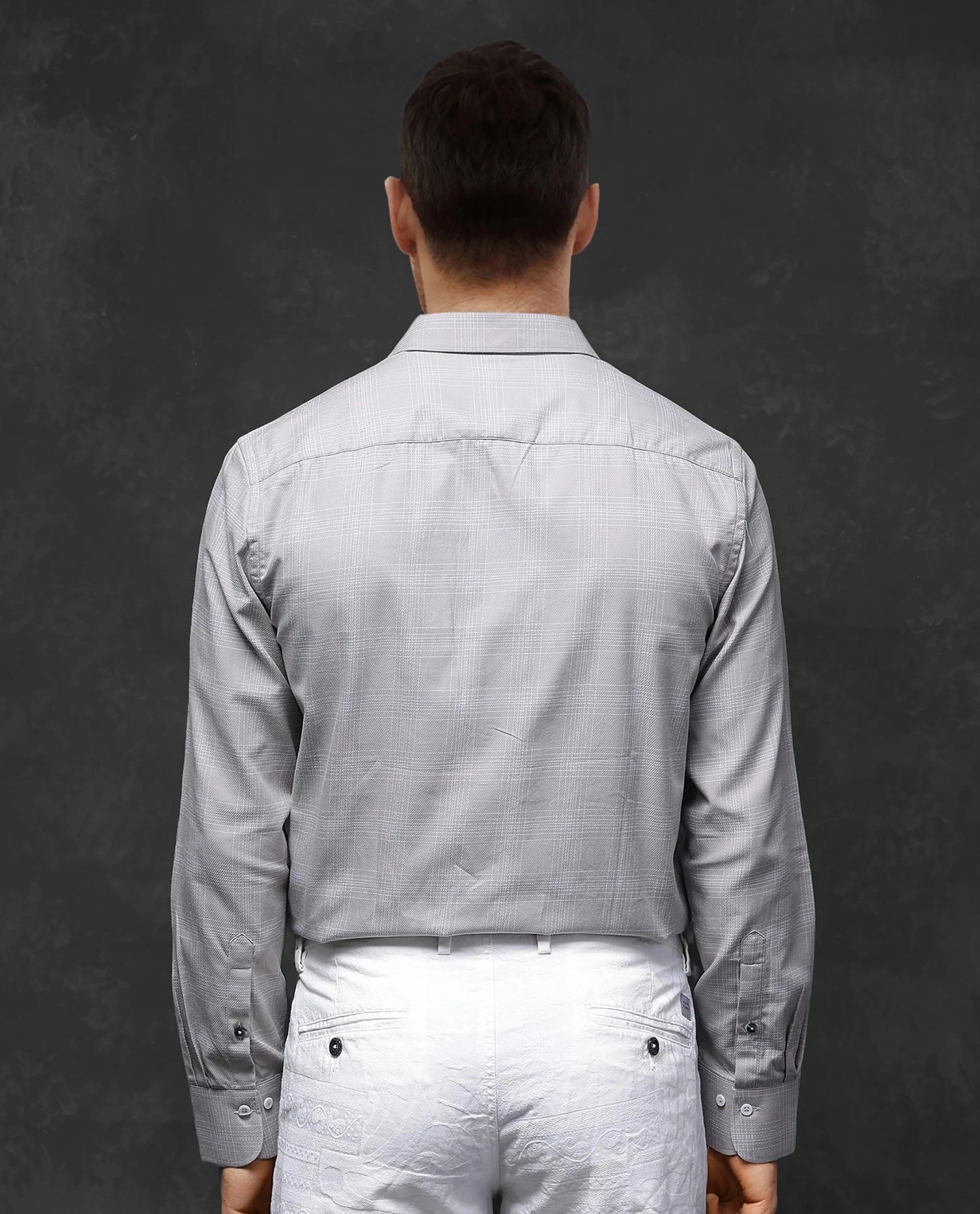 Rare Rabbit Men Zana Dusky Beige Full Sleeve Collared Neck Button Closure Regular Fit Checks Shirt