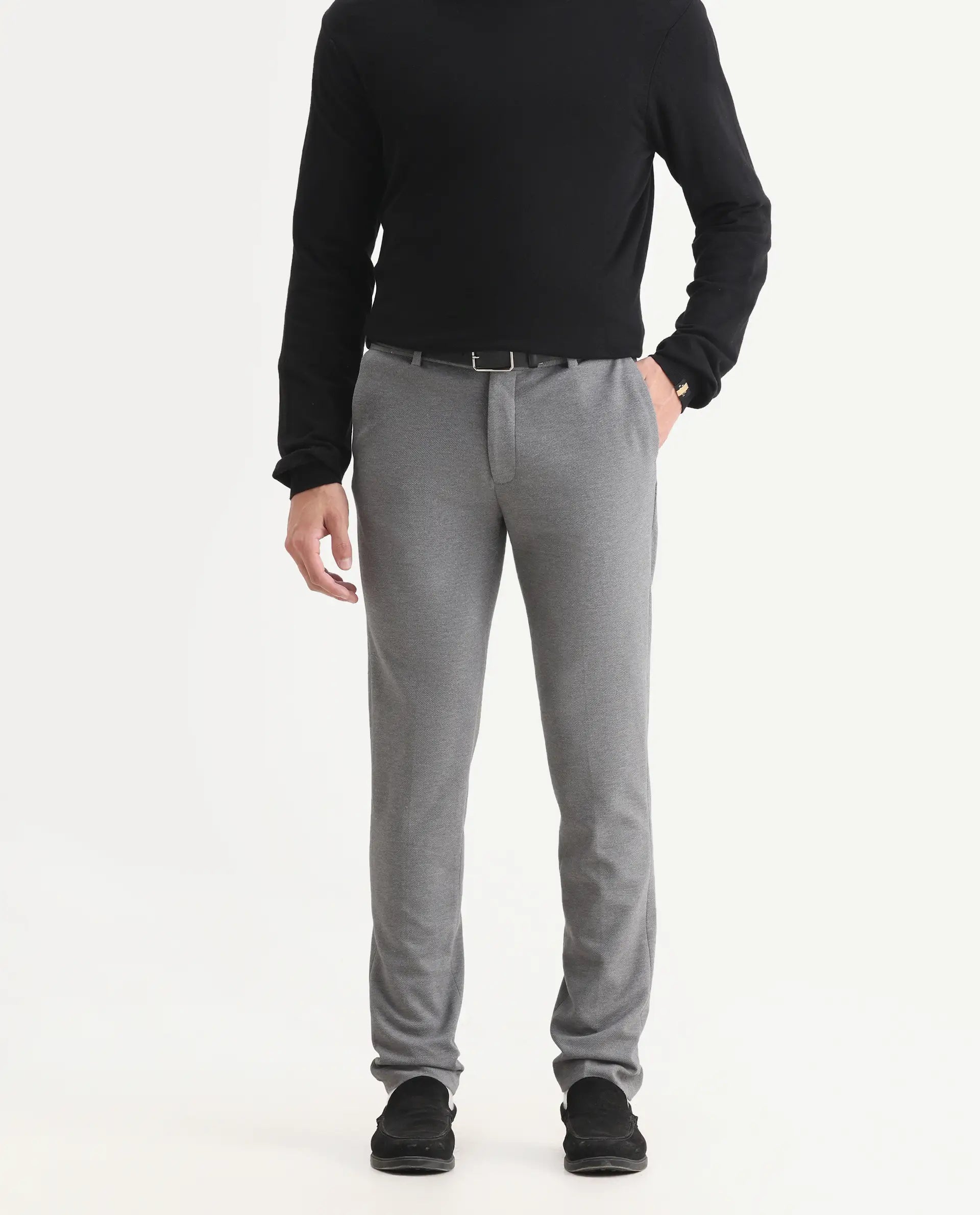 Rare Rabbit Men's Zandro Grey Polyester Plain Tailored Fit Full Sleeve Lapel Neck Suits