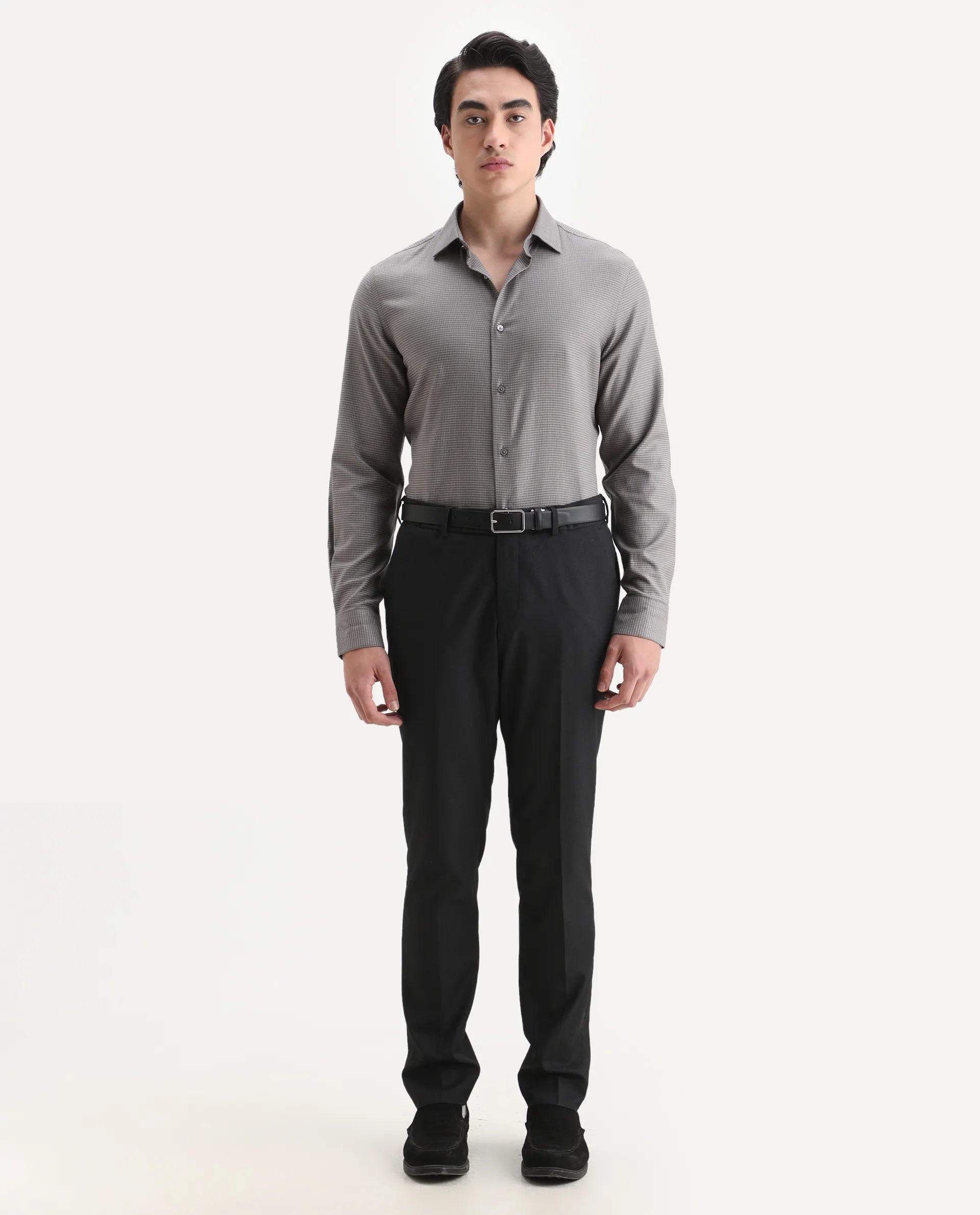 Rare Rabbit Men's Zanza Black Polyester Plain Tailored Fit Full Sleeve Lapel Neck Suits