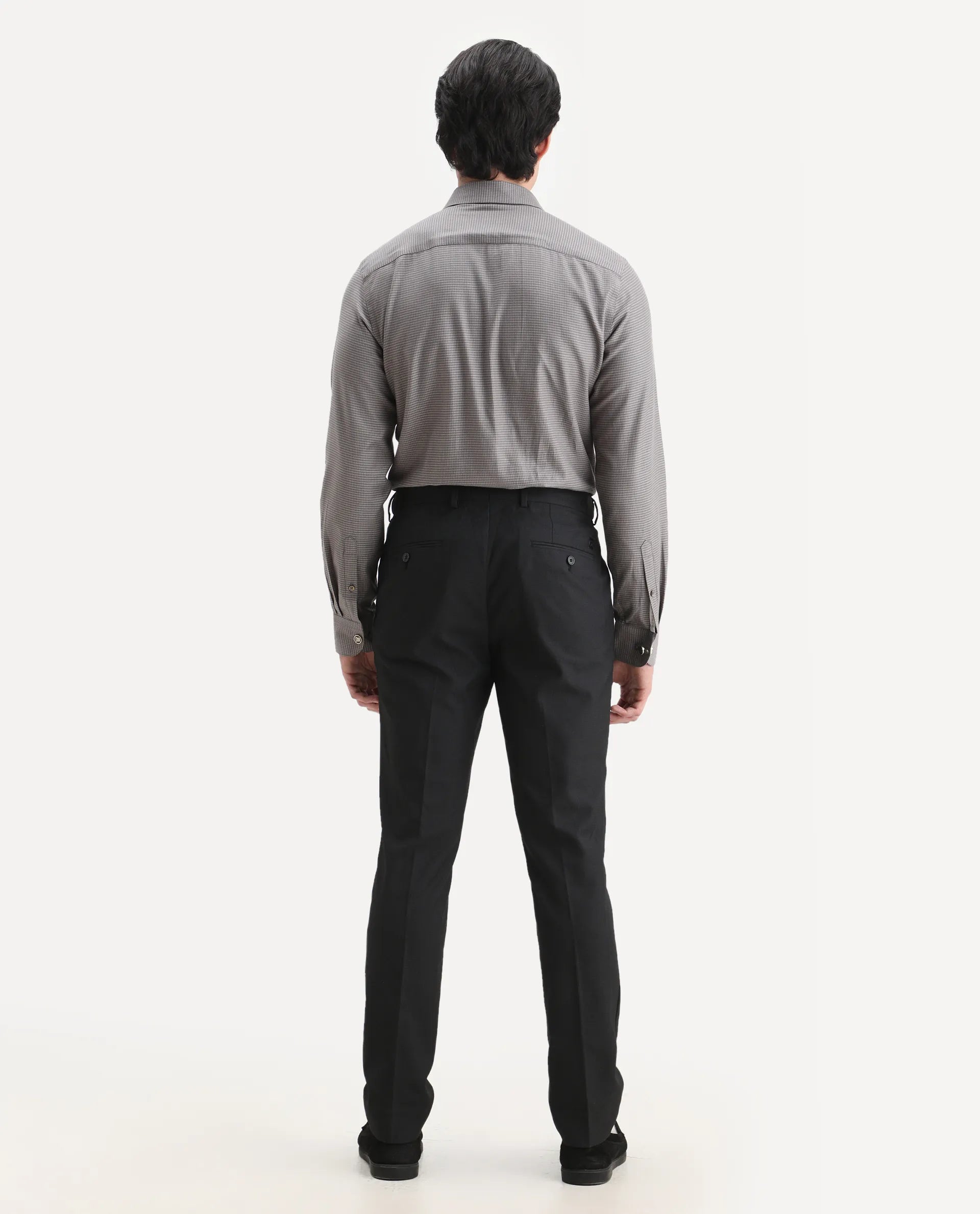 Rare Rabbit Men's Zanza Black Polyester Plain Tailored Fit Full Sleeve Lapel Neck Suits