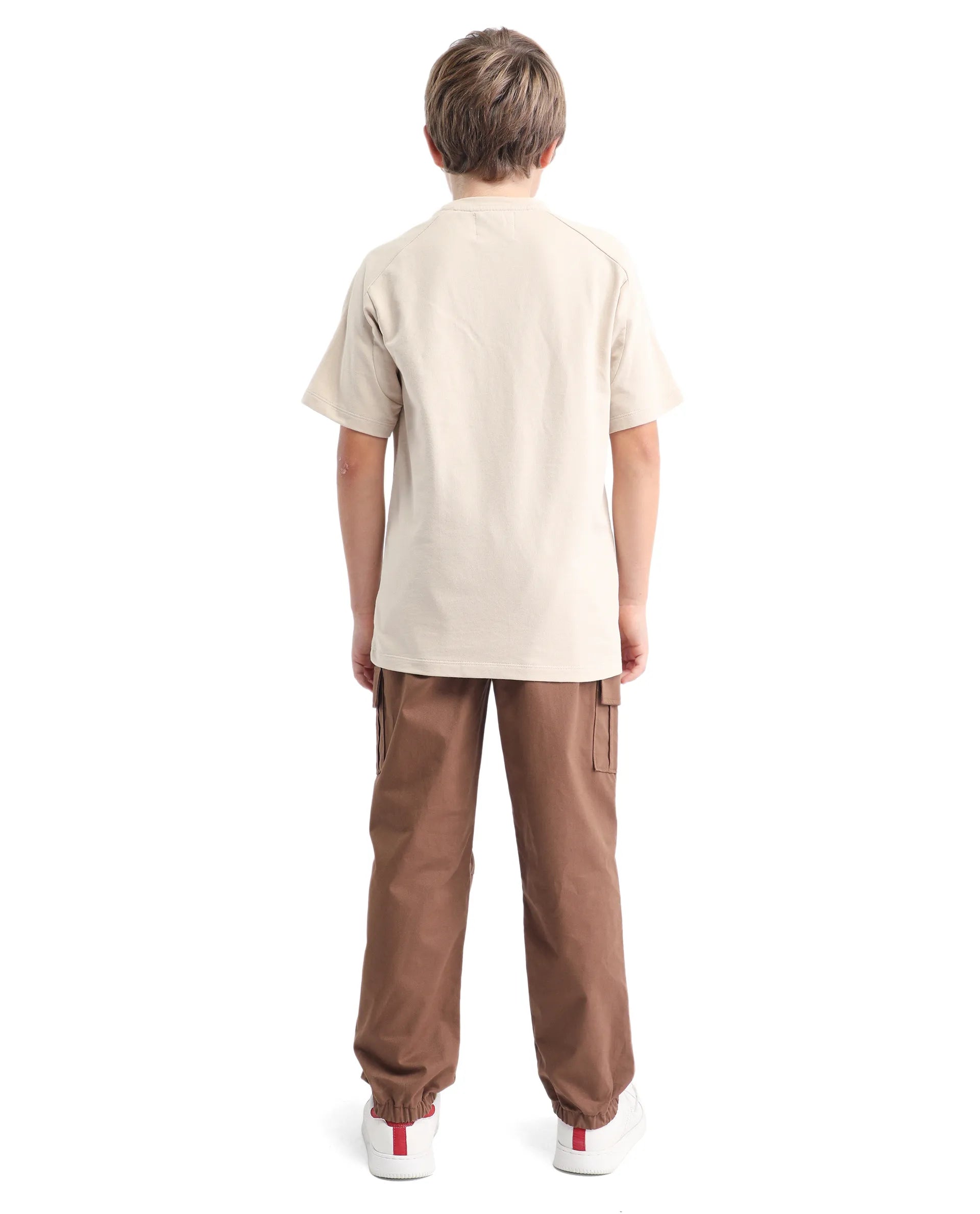Rare Ones Kids Zash Brown Cotton Solid Button & Zip Closure Regular Fit Trouser
