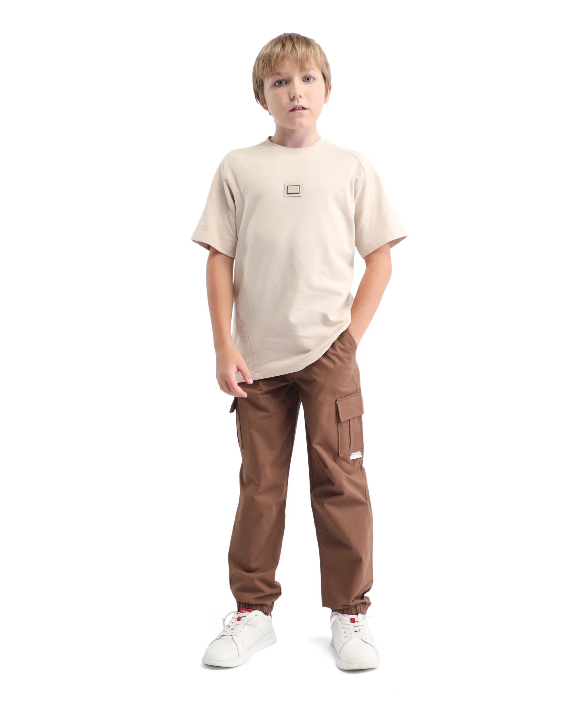 Rare Ones Kids Zash Brown Cotton Solid Button & Zip Closure Regular Fit Trouser