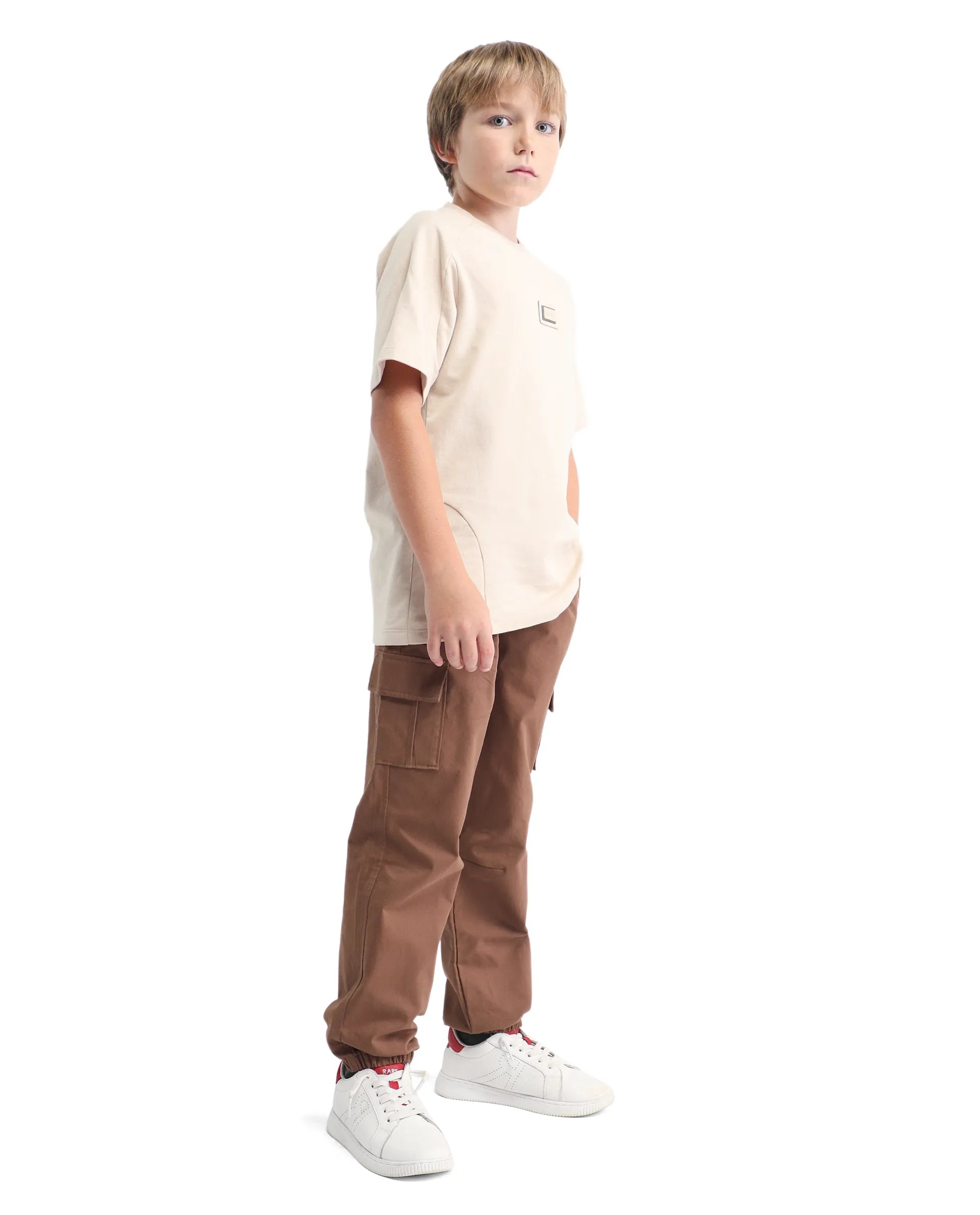 Rare Ones Kids Zash Brown Cotton Solid Button & Zip Closure Regular Fit Trouser
