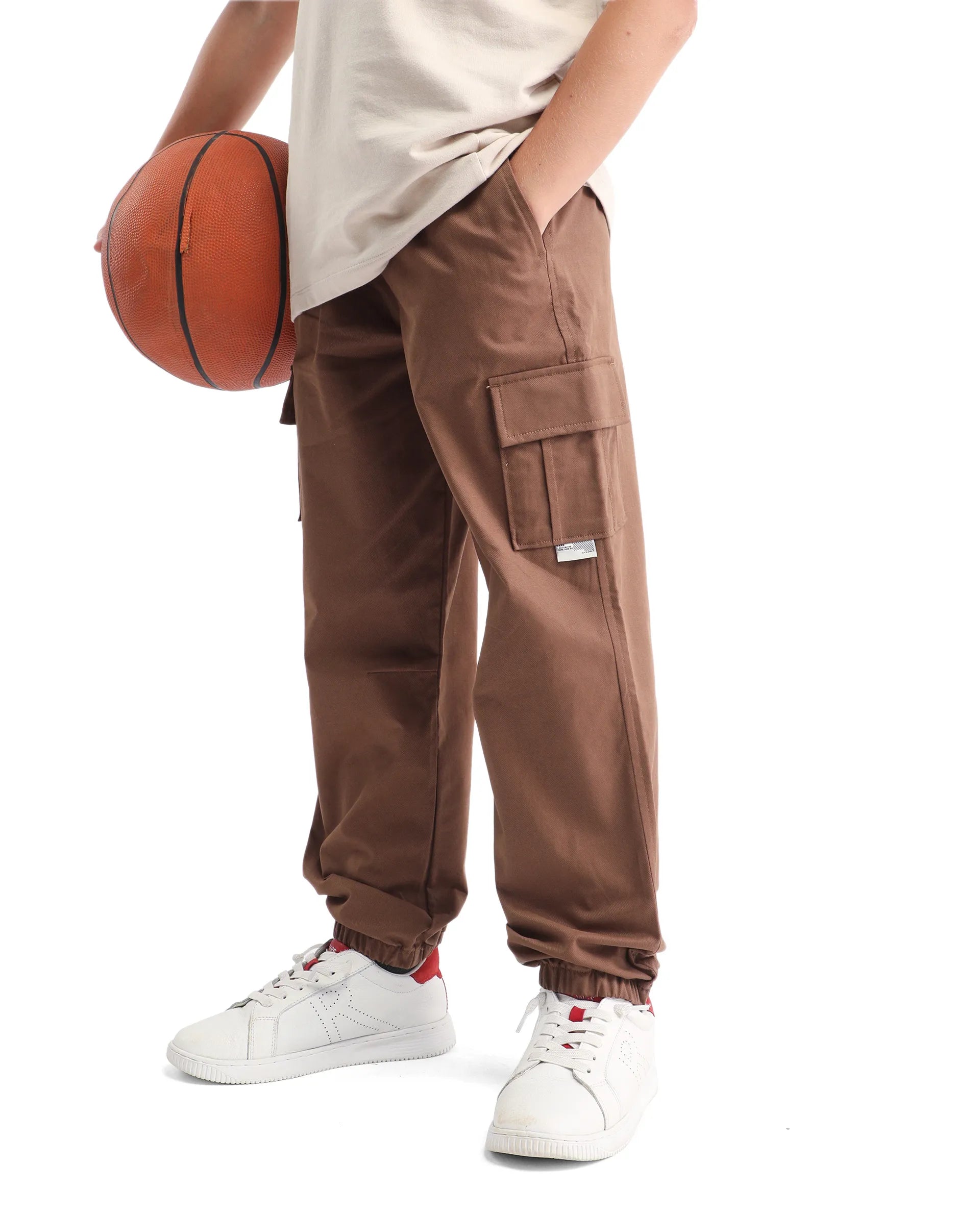 Rare Ones Kids Zash Brown Cotton Solid Button & Zip Closure Regular Fit Trouser