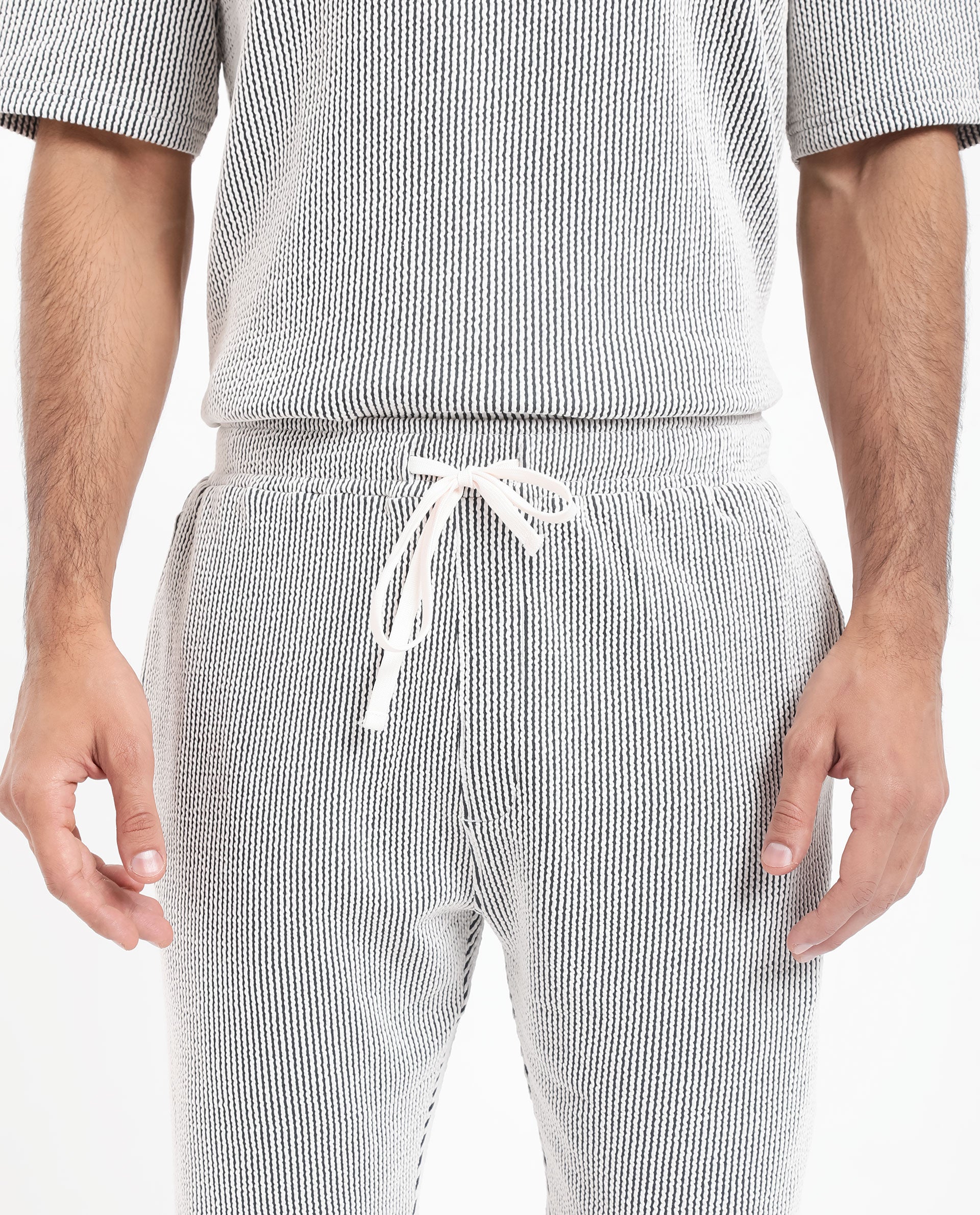 Rare Rabbit Men's Zavet-B Black Cotton Polyester Fabric Knee Length Regular Fit Self Stripe Textured Shorts