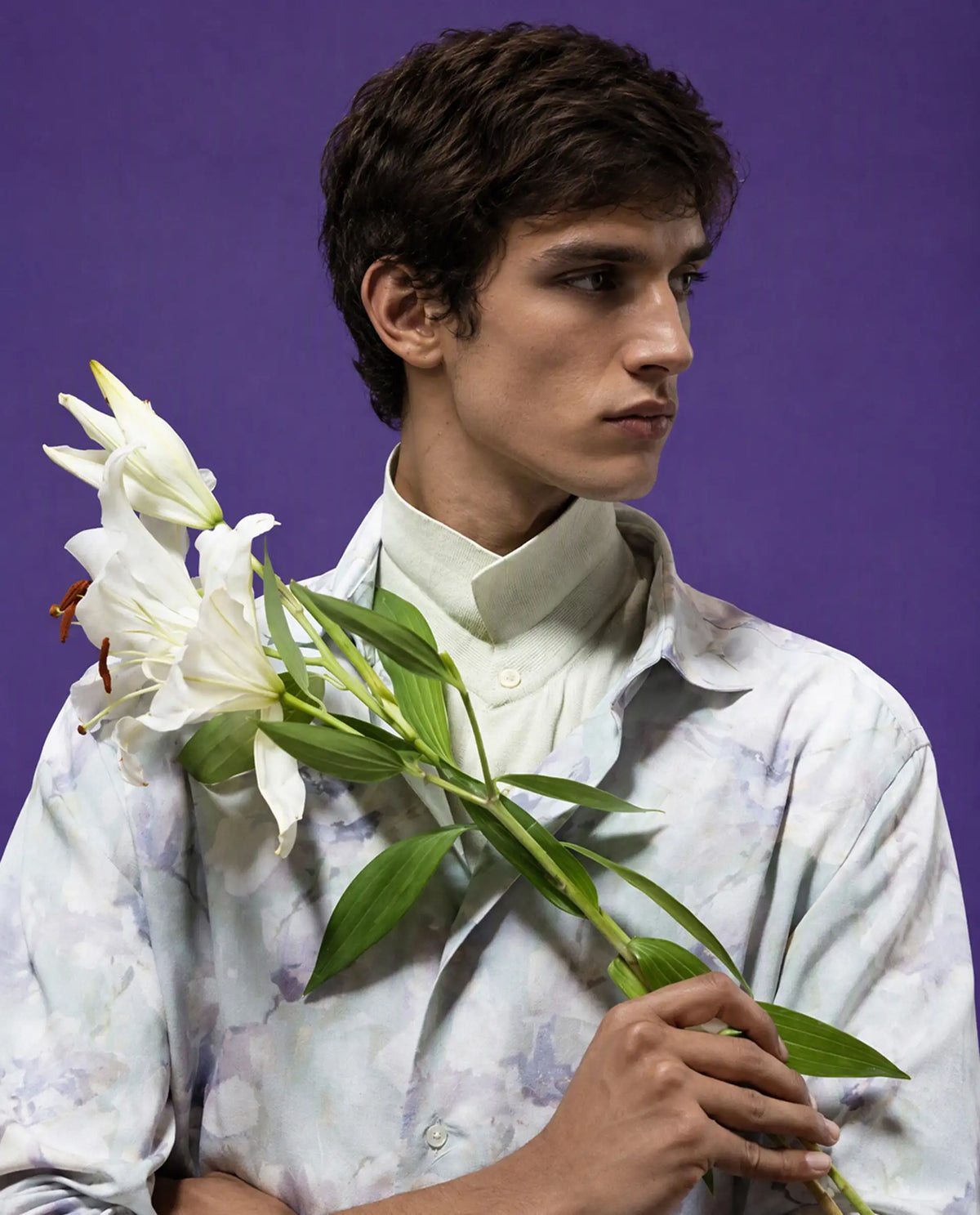 Rare Rabbit Men's Flows Off White Viscose Fabric Full Sleeve Spread Collar Regular Floral Print Shirt