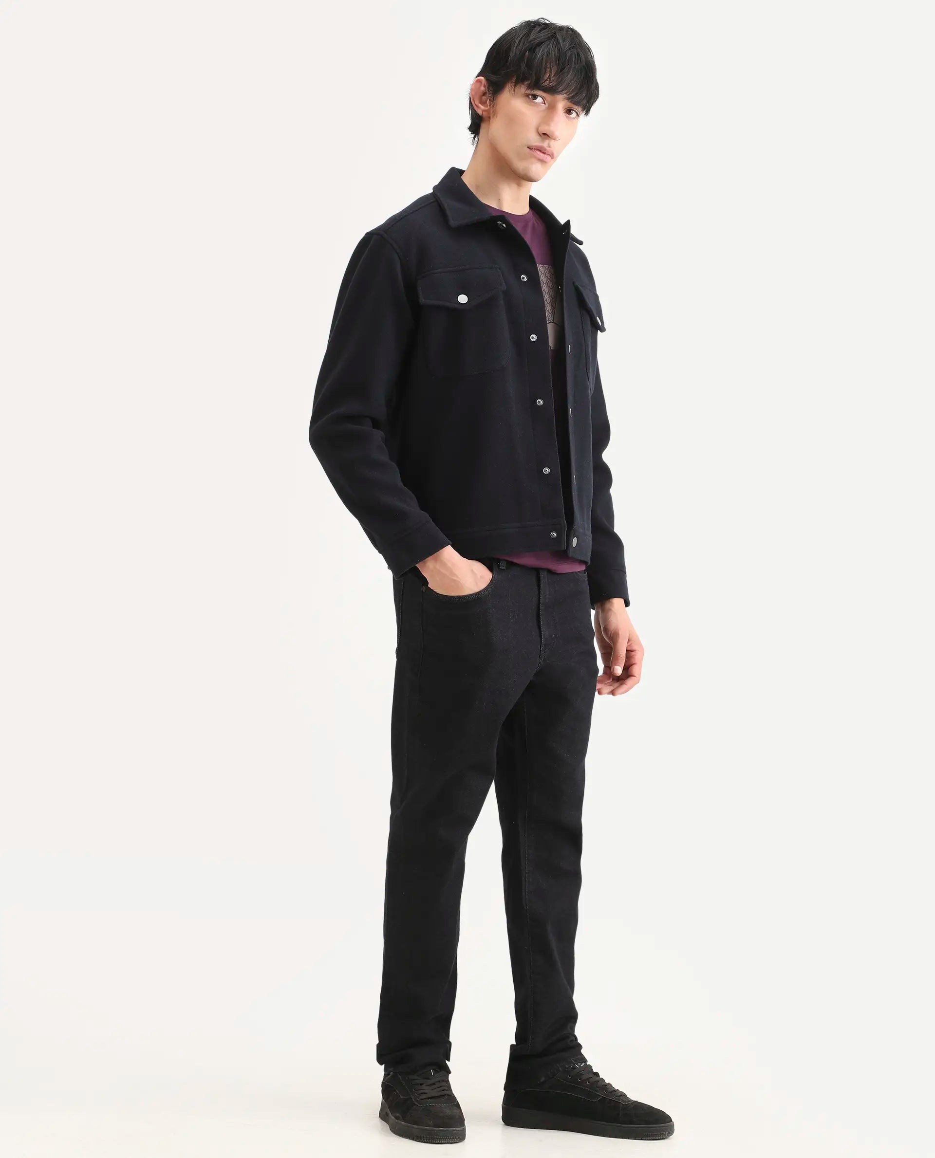 Rare Rabbit Men's Zelk Dark Navy Cotton Blend Fabric Morris Regular Plain Jeans