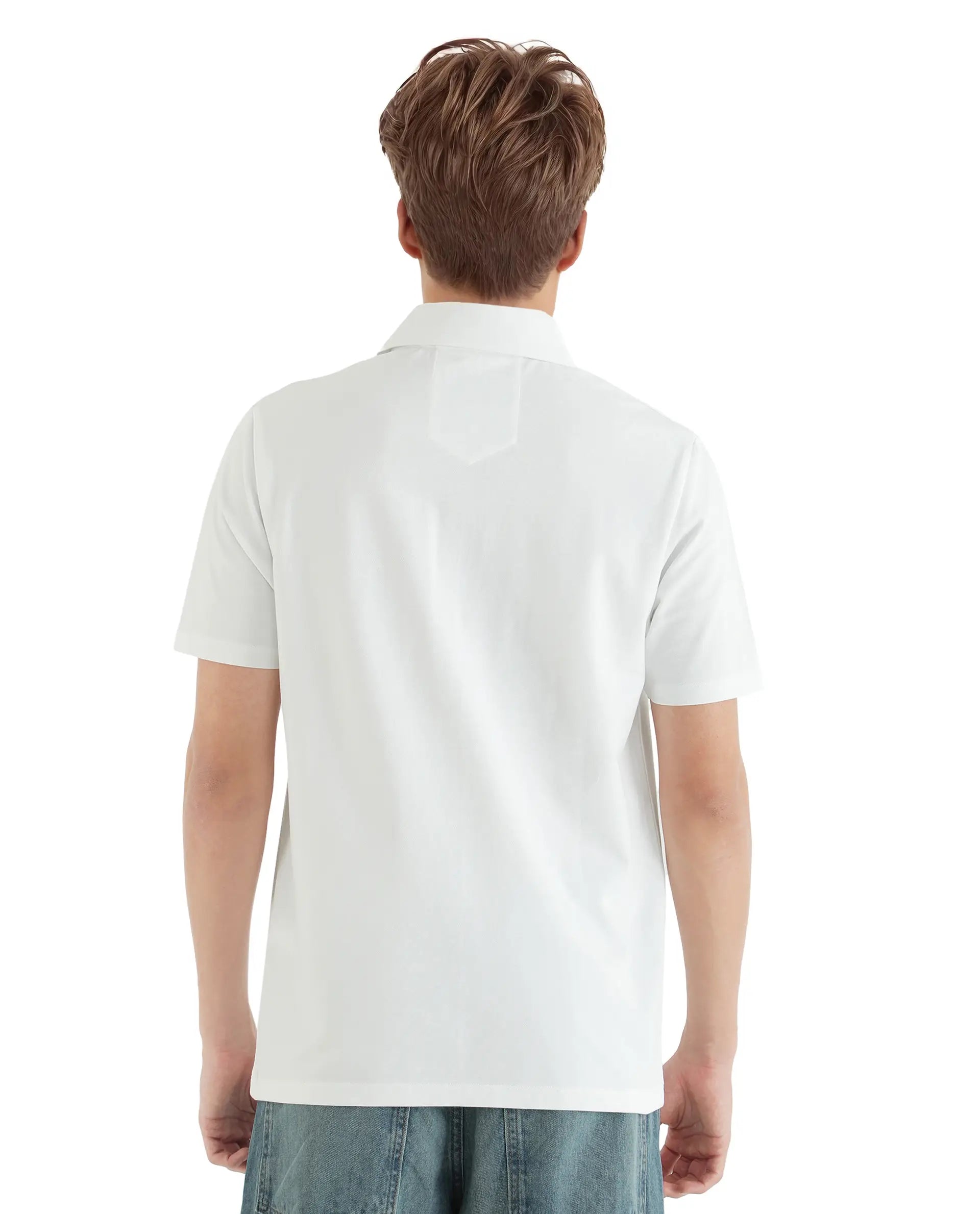 Rare Rabbit Men Zeni White Cotton Lycra Fabric Short Sleeve Regular Fit Button Closure Plain Polo