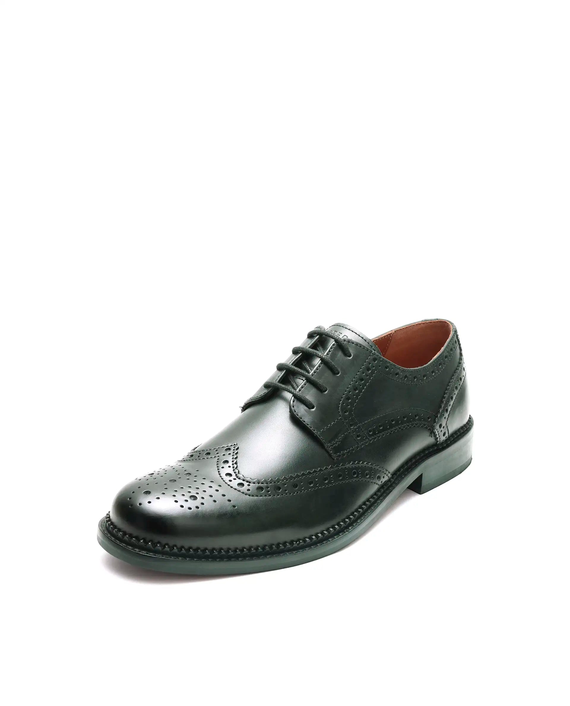 Rarez Men's Zeta Dark Green Leather Formal