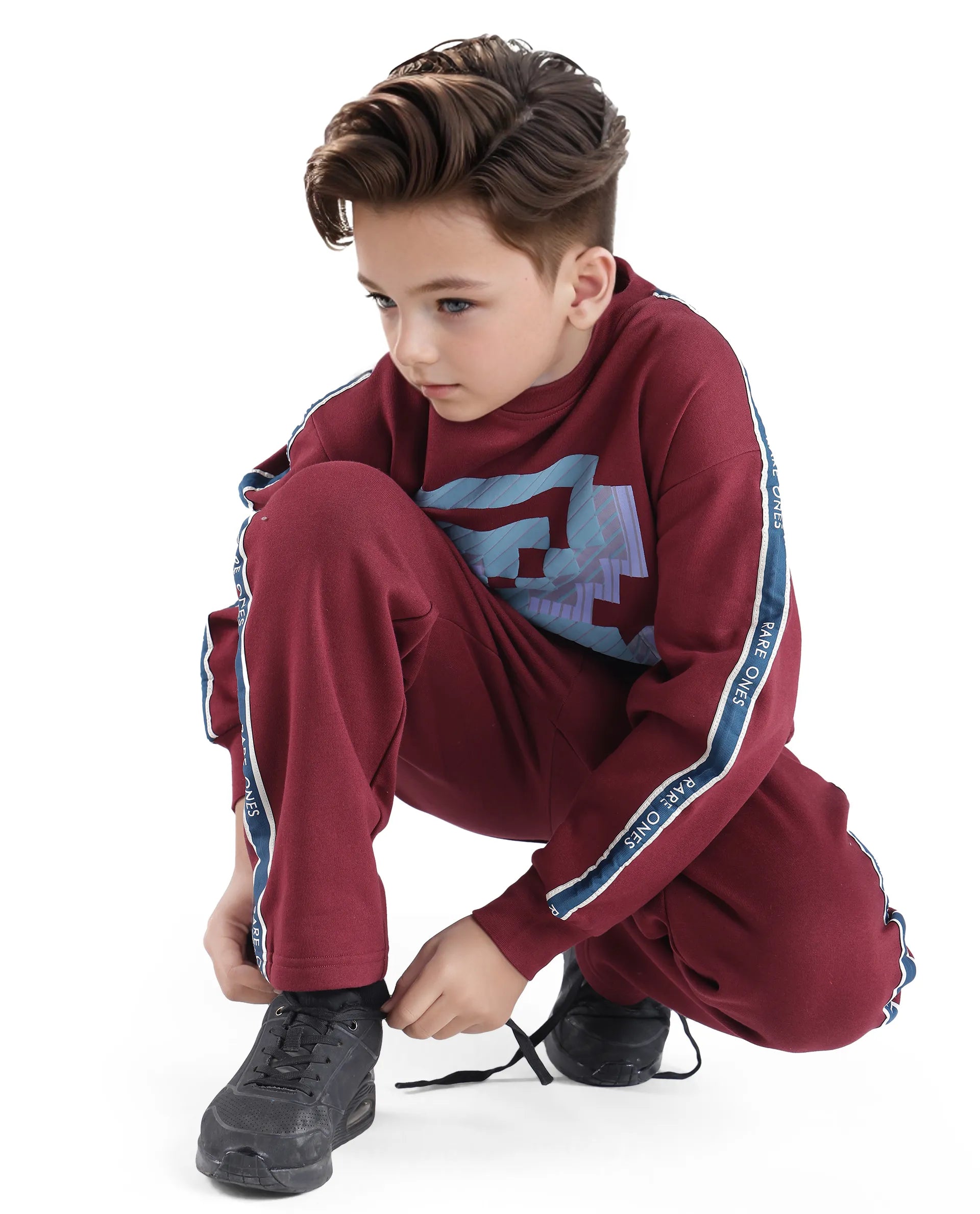 Rare Ones Kids Zet Maroon Cotton Poly Full Sleeve Puff Print Sweatshirt