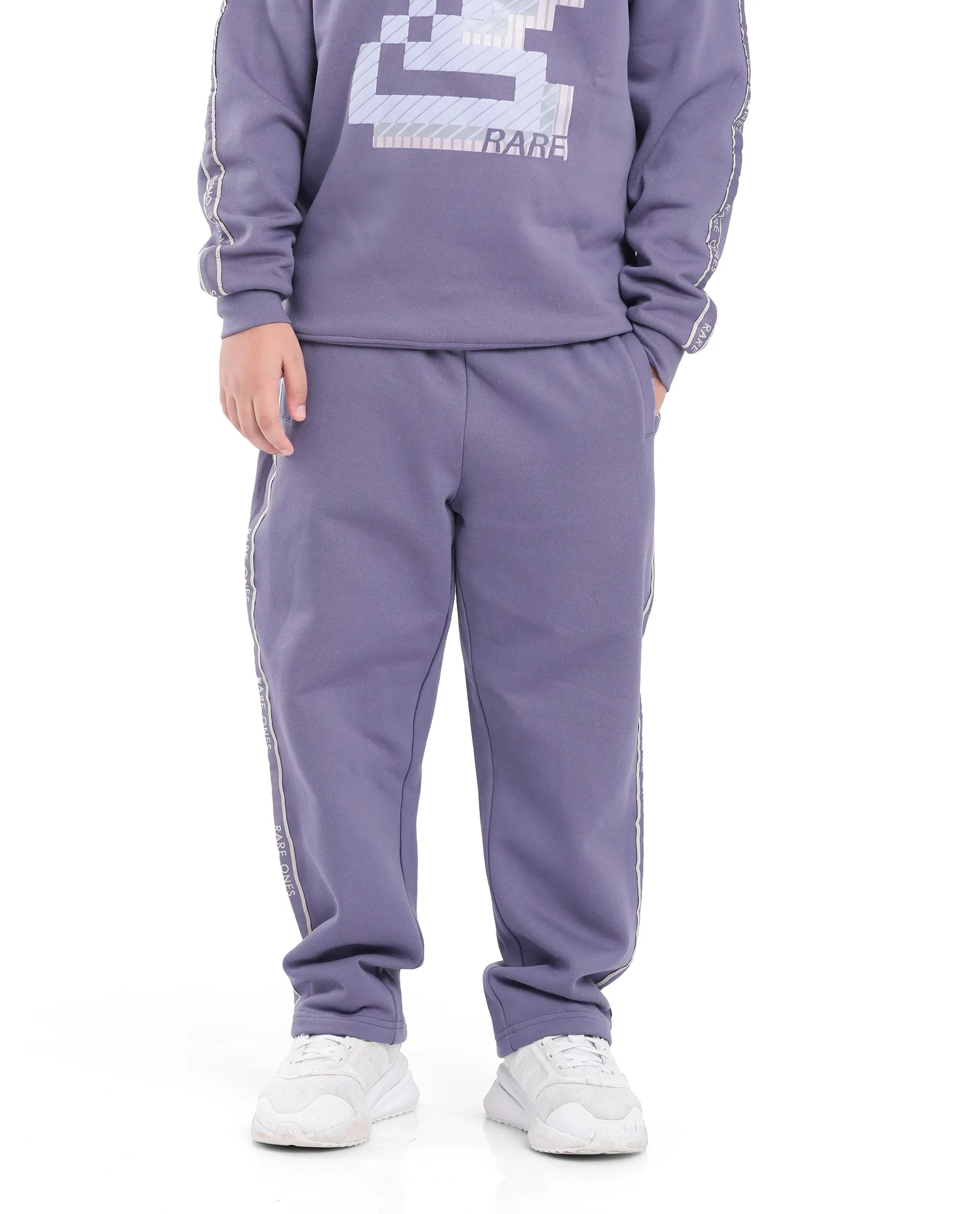 Rare Ones Kids Zeto Light Purple Cotton Poly Applique Drawstring Closure Trackpant