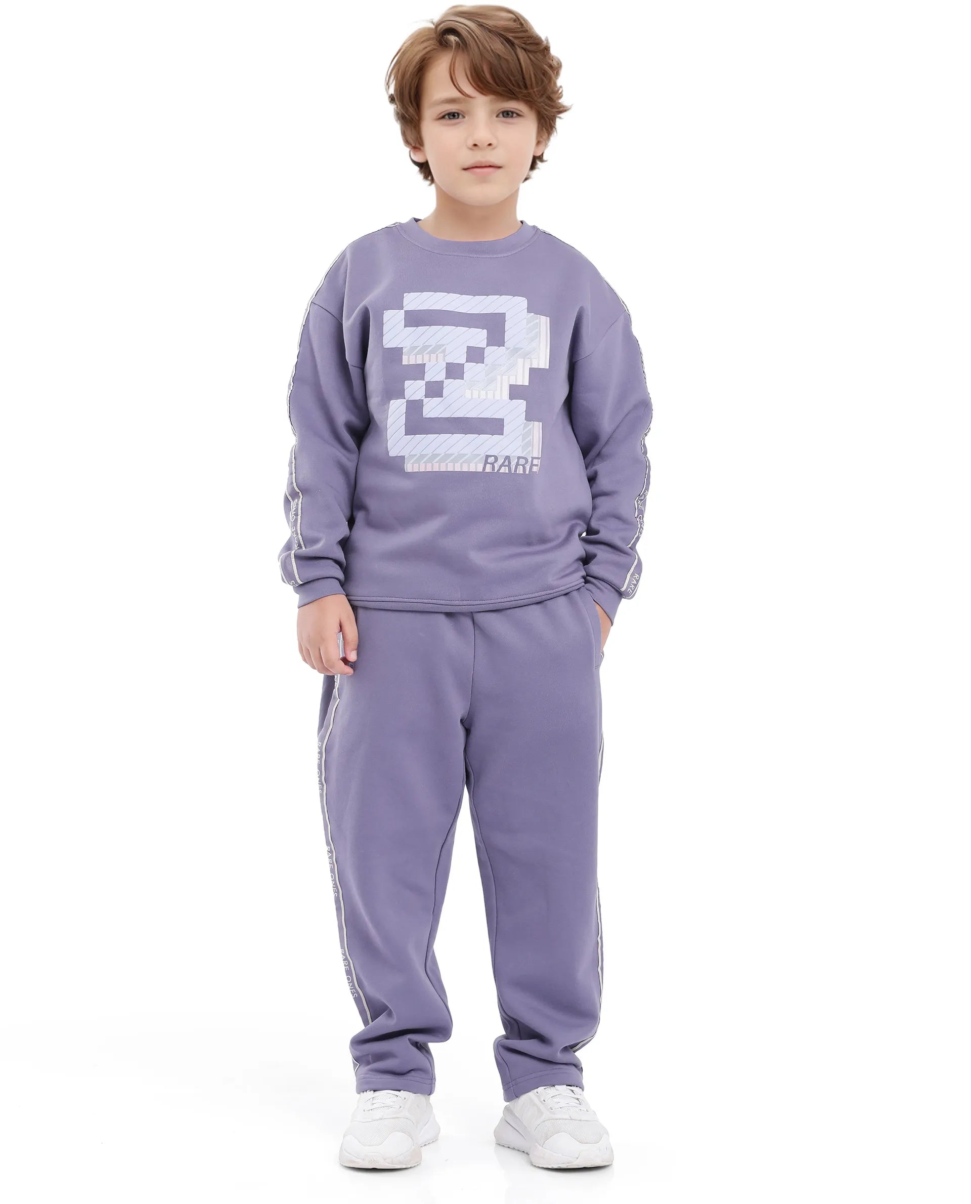 Rare Ones Kids Zeto Light Purple Cotton Poly Applique Drawstring Closure Trackpant