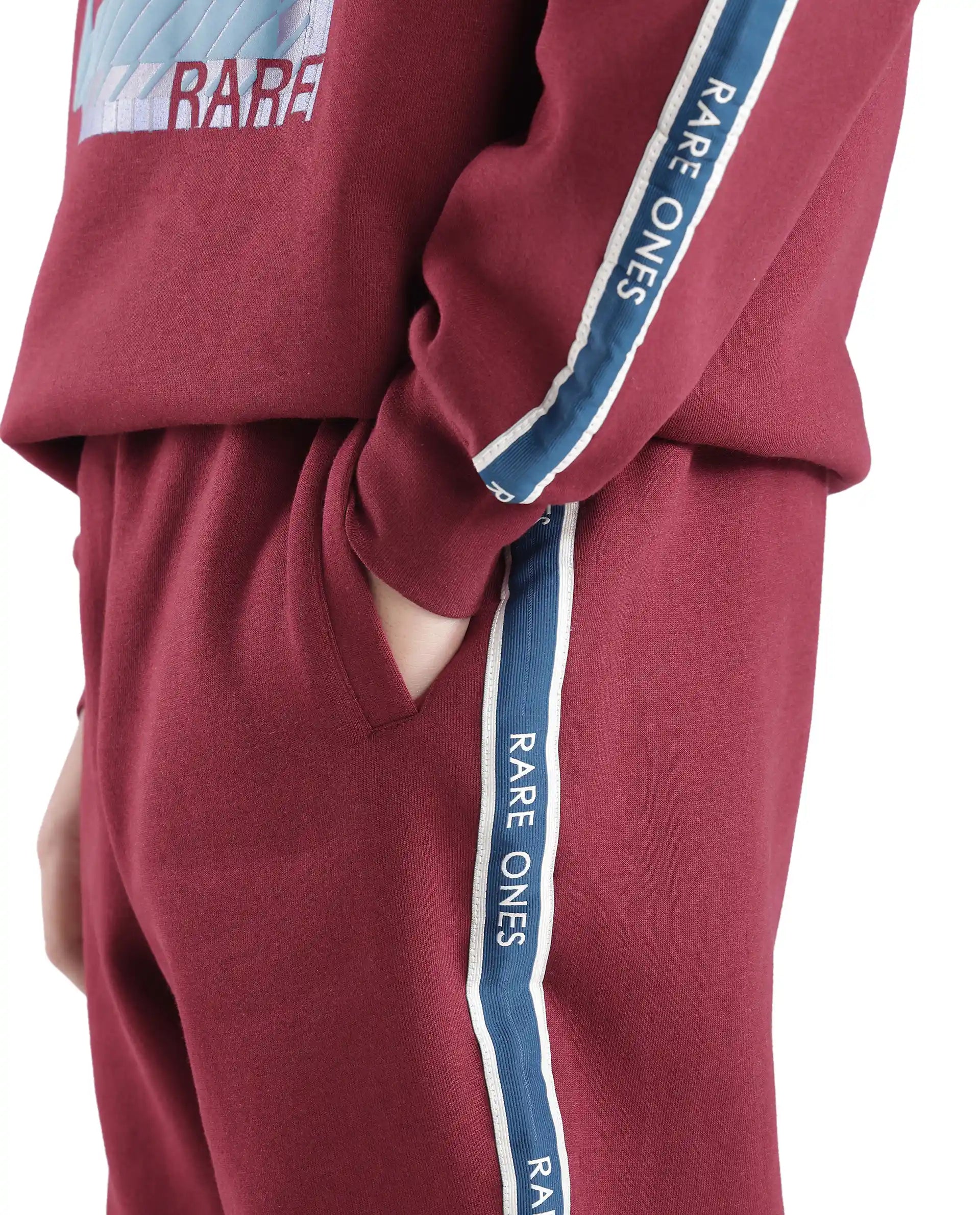 Rare Ones Kids Zeto Maroon Cotton Poly Applique Drawstring Closure Trackpant
