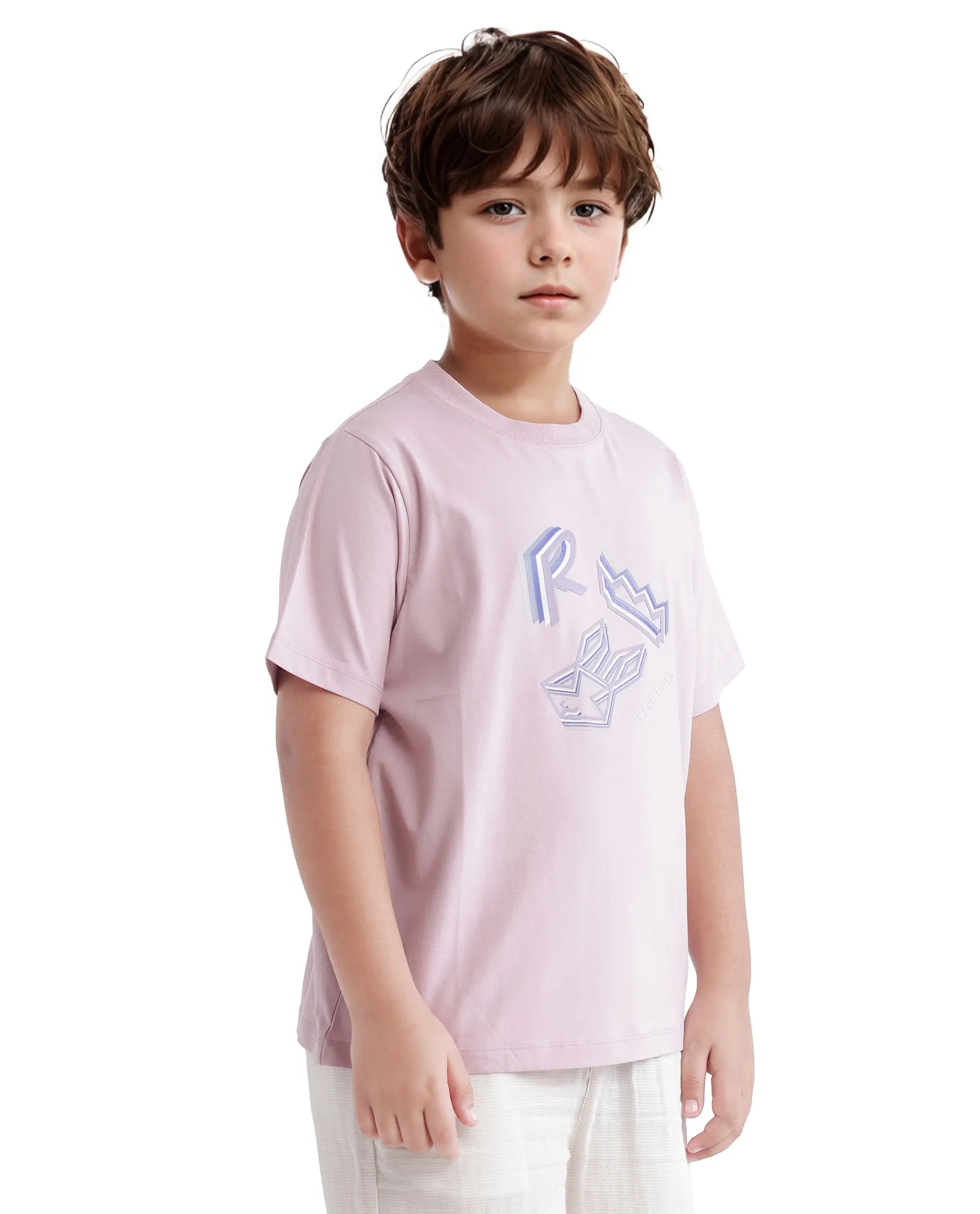 Rare Ones Kids Zeus Dusky Pink Cotton Blend Short Sleeve Crew Neck Print T-Shirt