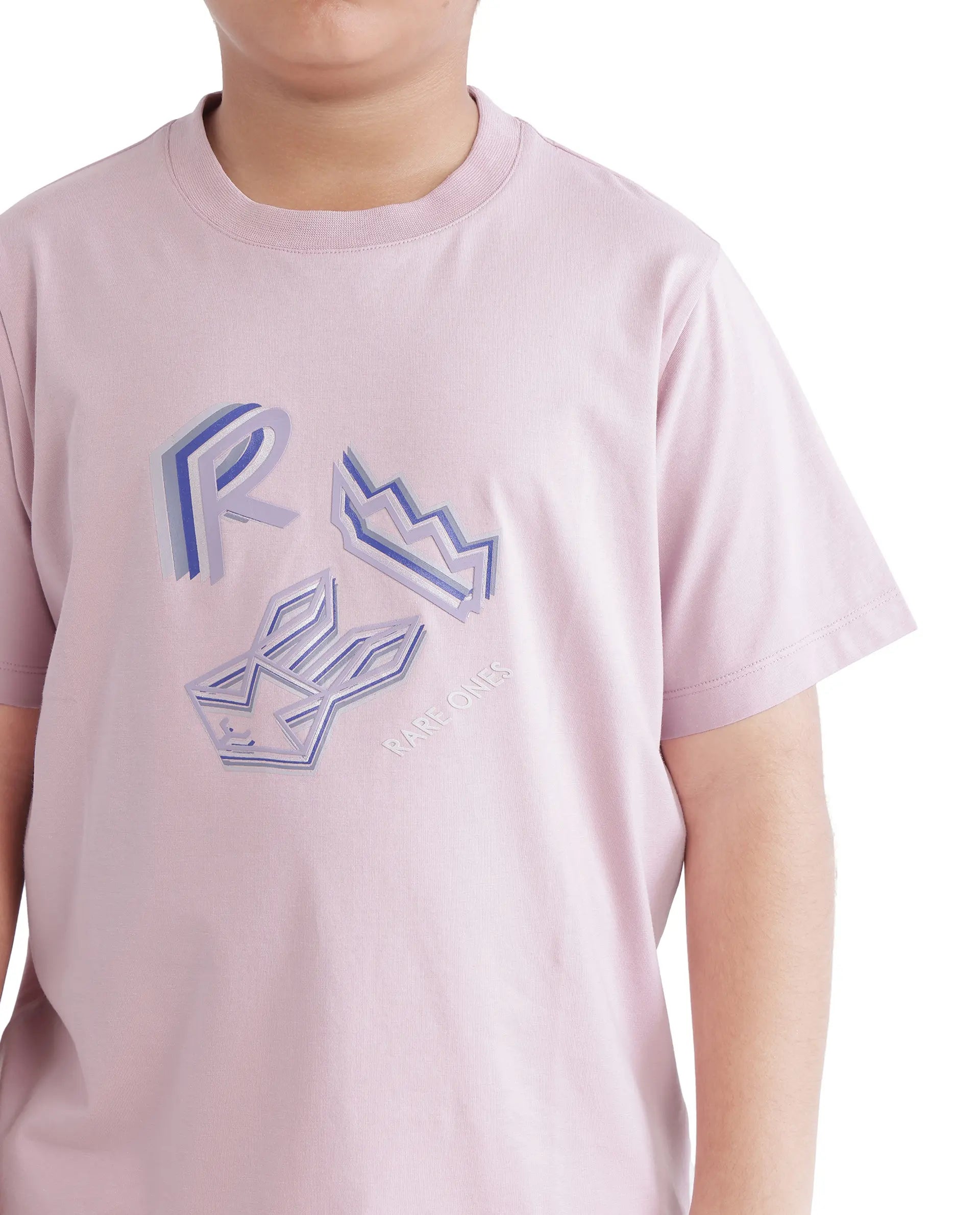 Rare Ones Kids Zeus Dusky Pink Cotton Blend Short Sleeve Crew Neck Print T-Shirt