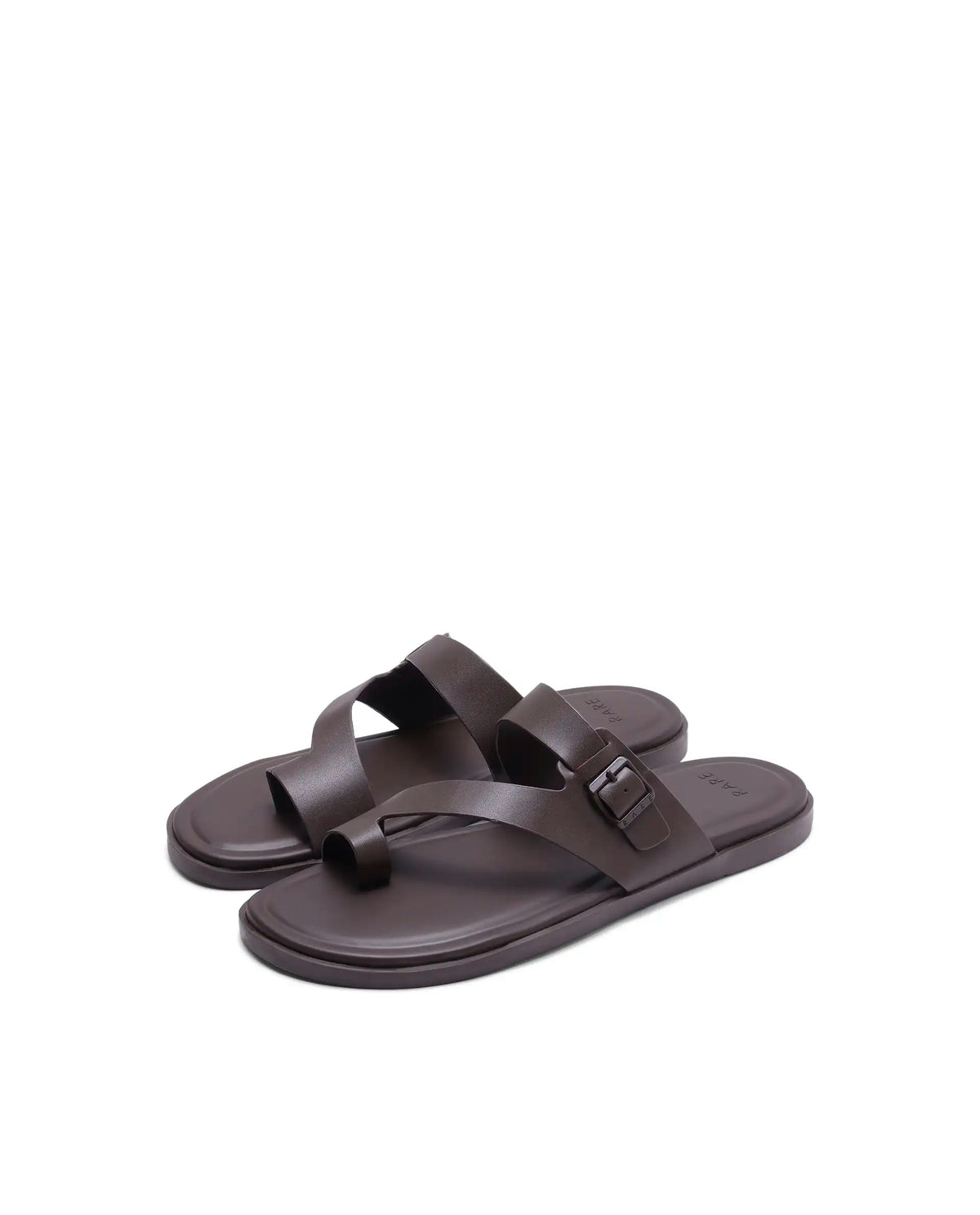 Rarez Men's Zeven Dark Wood Tan Leather Regular Sandal