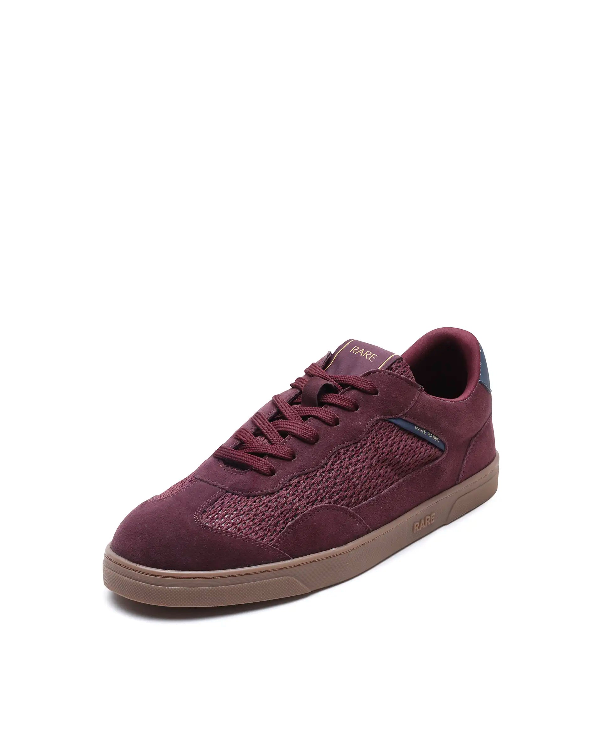 Rare Rabbit Men's Zibot Burgundy Suede Sneaker