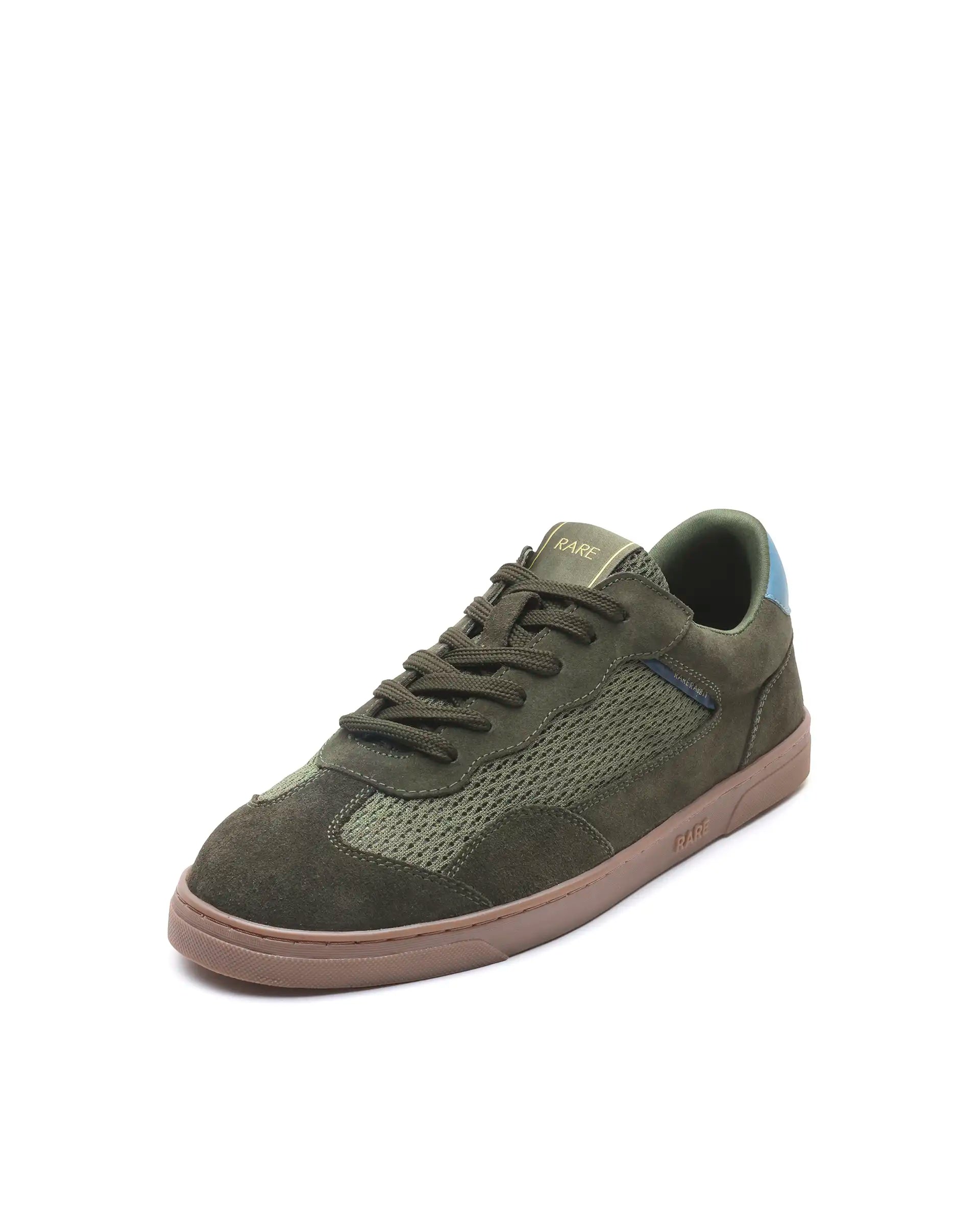 Rare Rabbit Men's Zibot Olive Suede Sneaker
