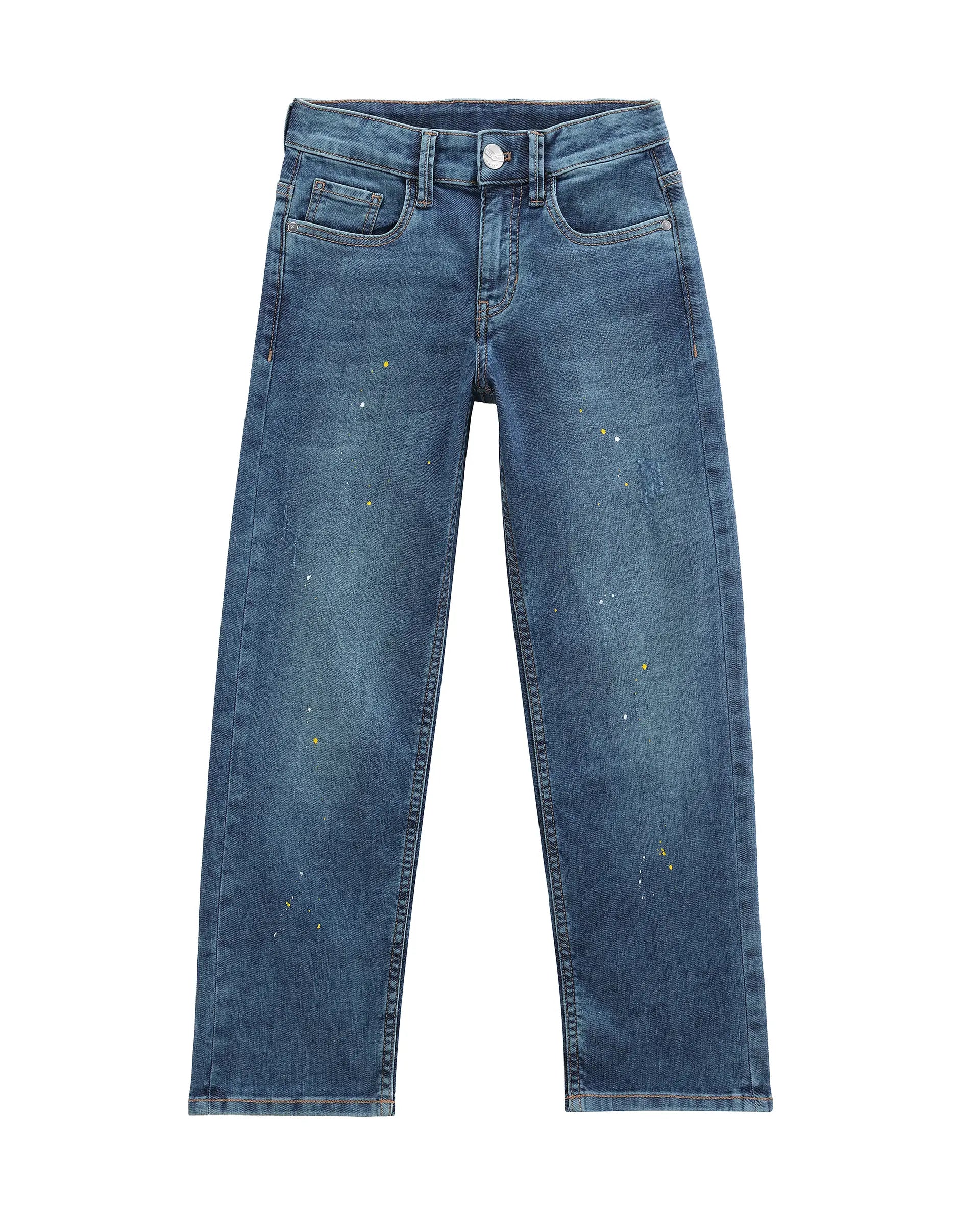 Rare Ones Kids Zigo Light Blue Cotton Blend Fabric Zipper Closure Relaxed Fit Jeans