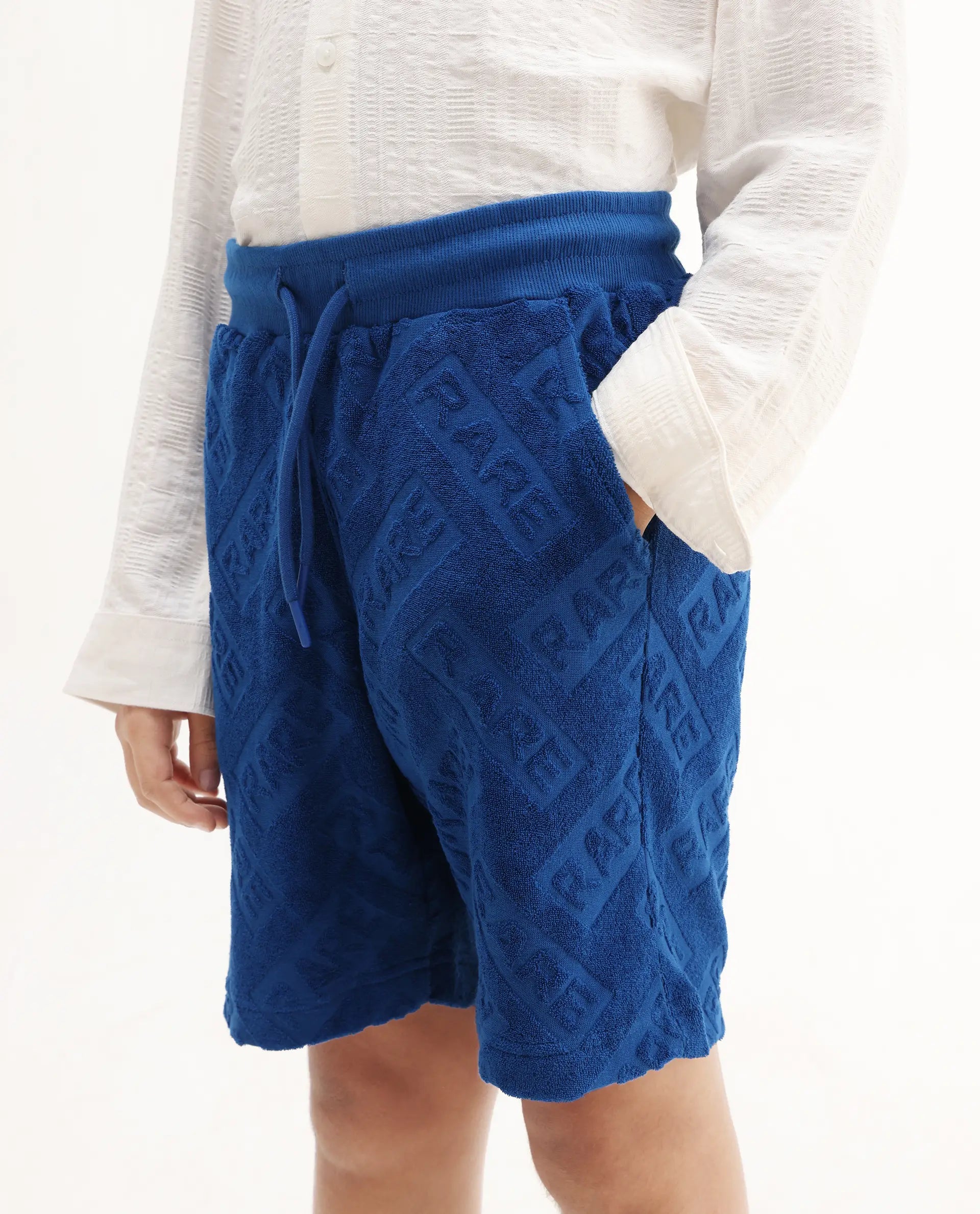 Rare Ones Kids Zilo-B Blue Cotton All Over Print Drawstring Closure Regular Fit Shorts