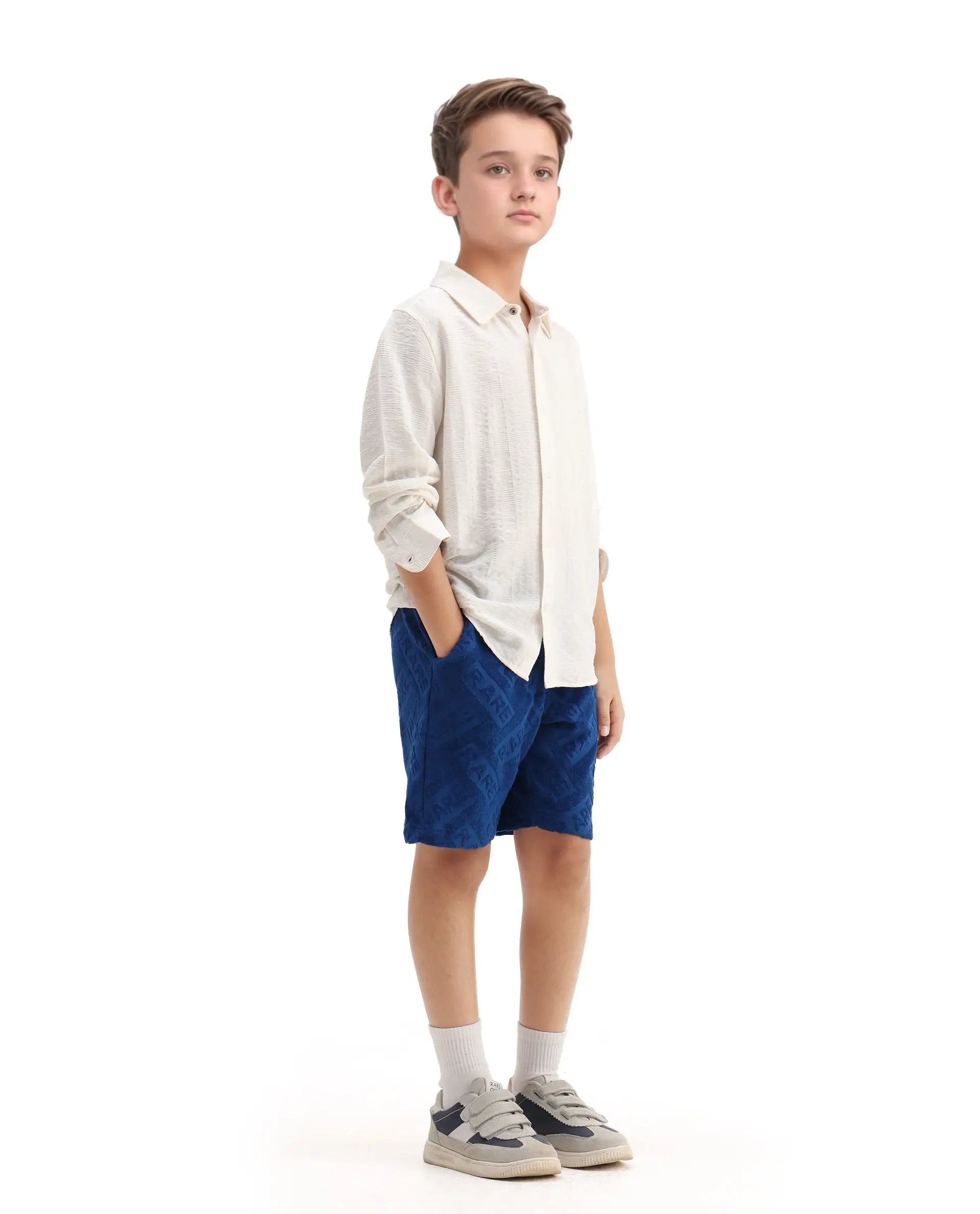 Rare Ones Kids Zilo-B Blue Cotton All Over Print Drawstring Closure Regular Fit Shorts