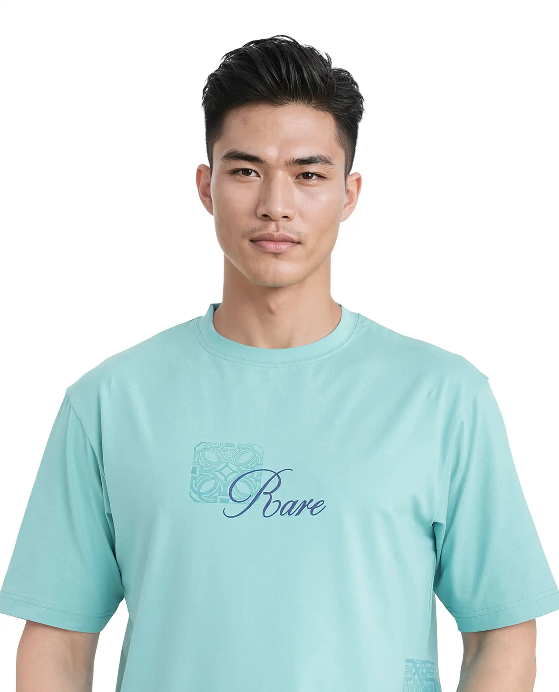 Rare Rabbit Men Zilos Light Green Cotton Blend Fabric Short Sleeve Crew Neck HD Print T-Shirt