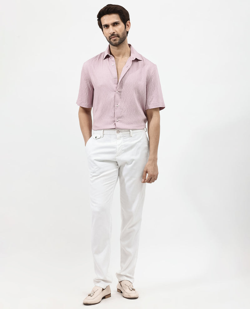 Rare Rabbit Mens Zion Dusky Pink Cotton Fabric Half Sleeve Boxy Fit Textured Solid Shirt main image 0