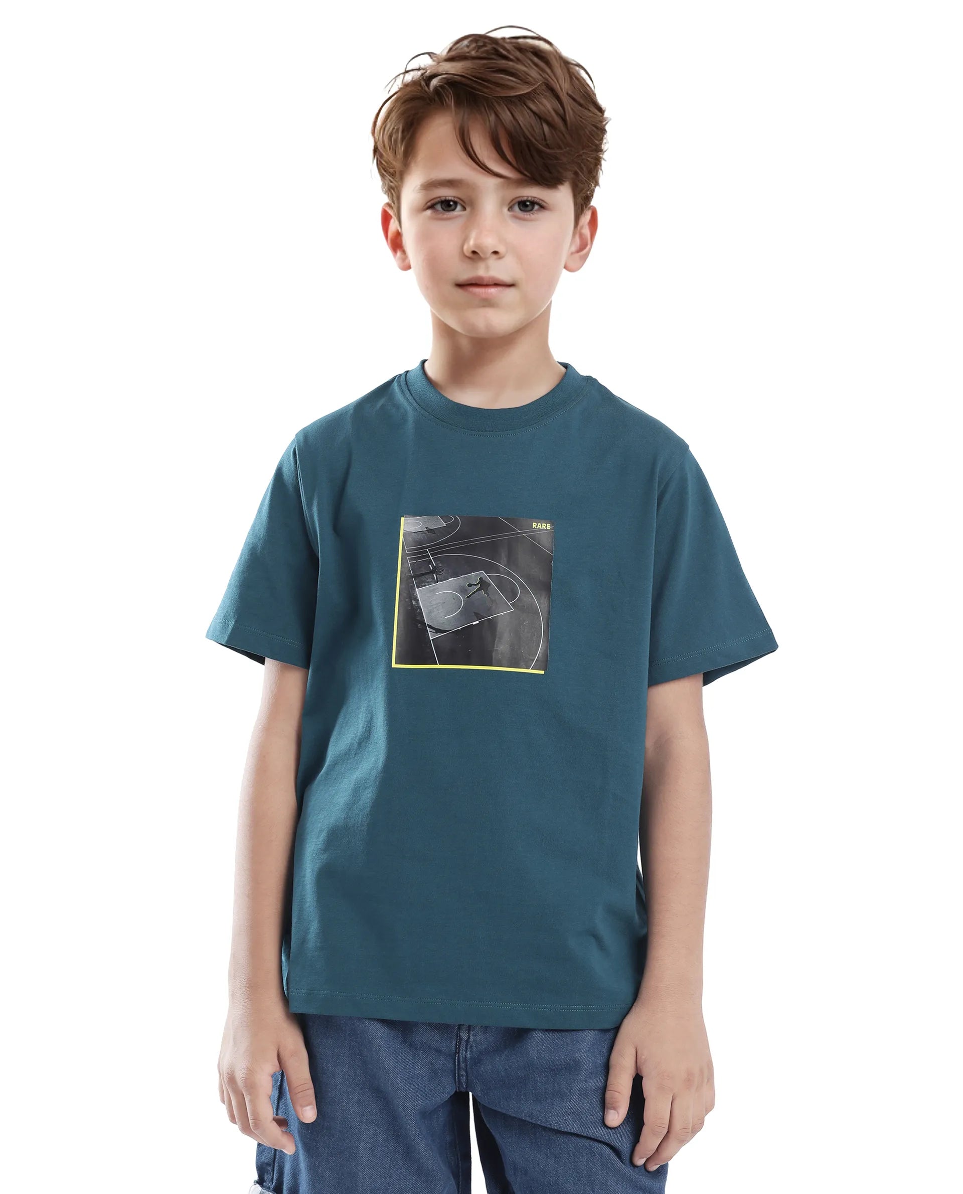 Rare Ones Kids Zion Blue Cotton Half Sleeve Graphic Print Slip-On Closure Regular Fit T-Shirt
