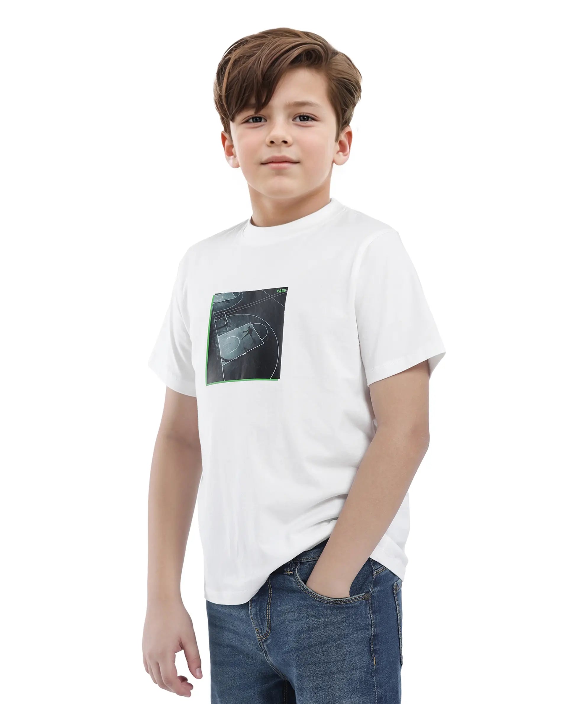Rare Ones Kids Zion Off White Cotton Half Sleeve Graphic Print Slip-On Closure Regular Fit T-Shirt