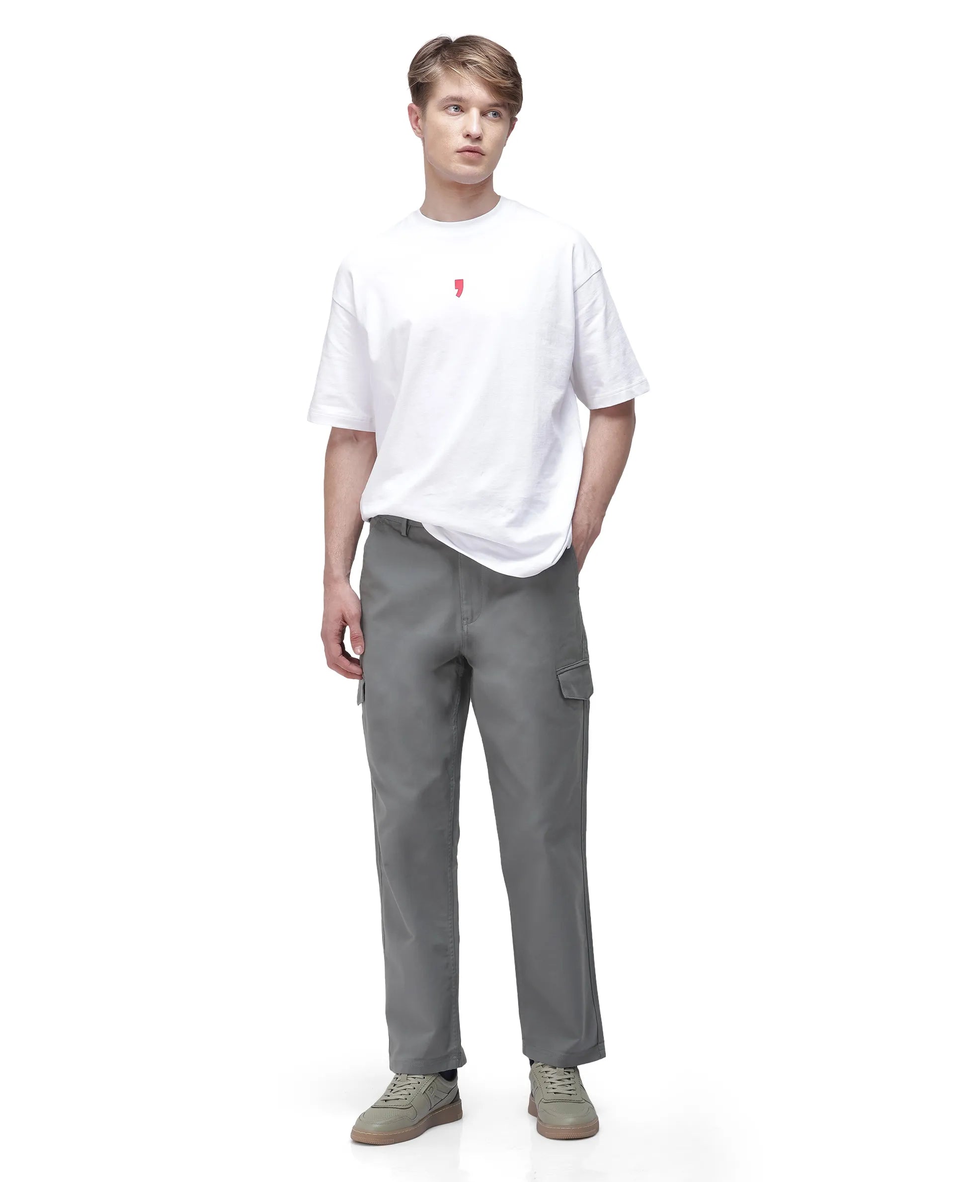 Rare Rabbit Men's Zipo Dark Green Cotton Plain Regular Fit Trouser