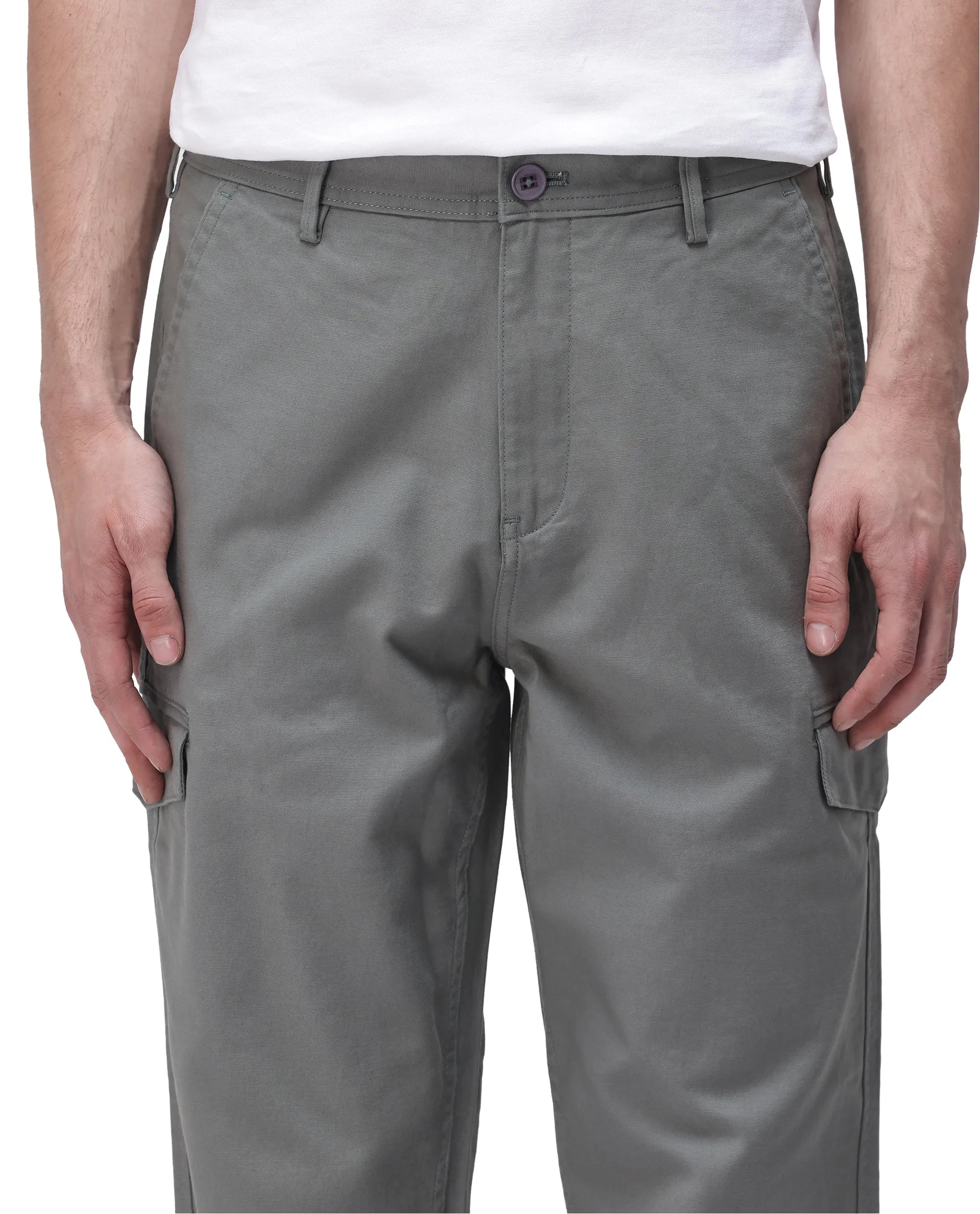 Rare Rabbit Men's Zipo Dark Green Cotton Plain Regular Fit Trouser