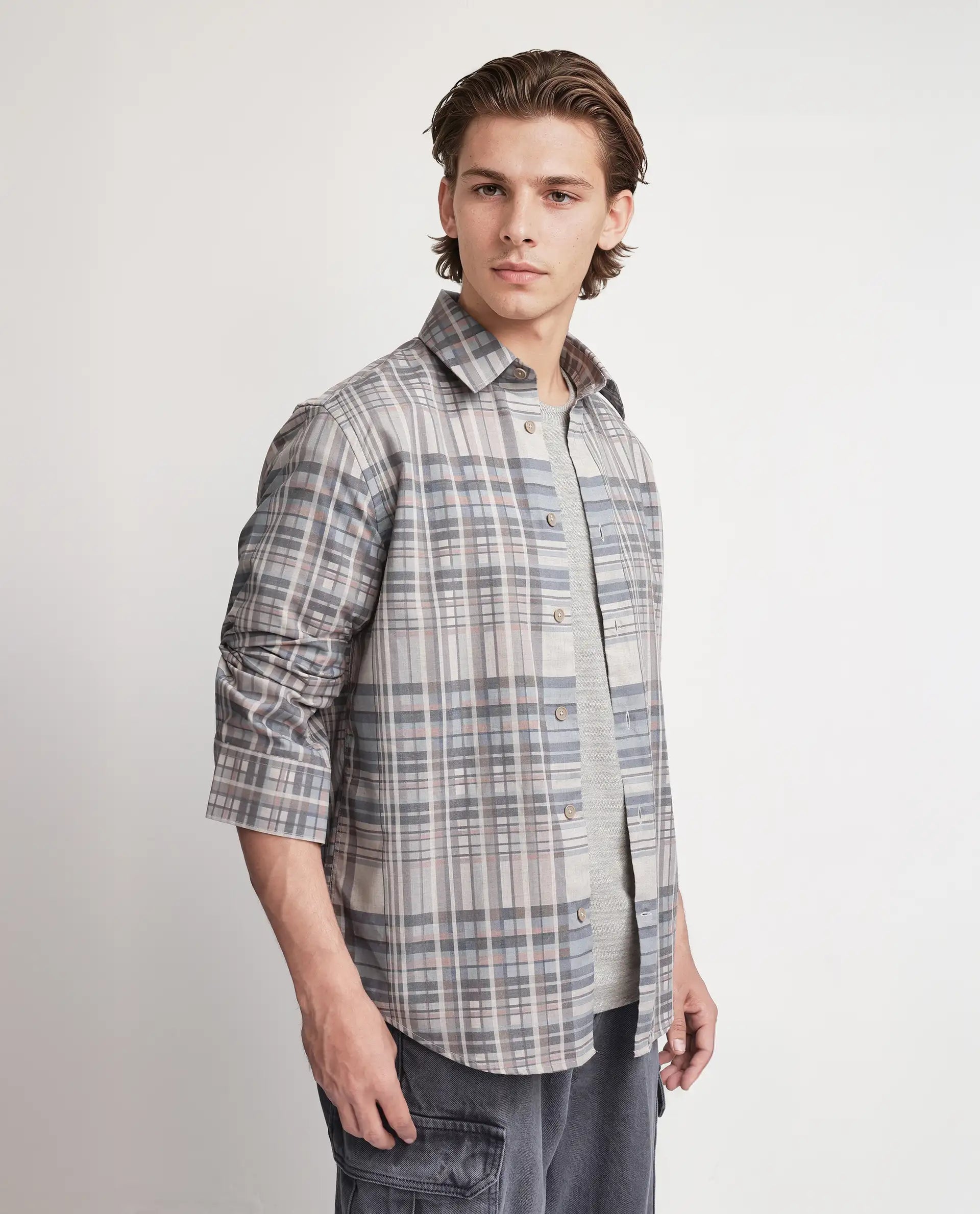 Rare Rabbit Men's Zircop Pastel Purple Cotton Fabric Full Sleeve Collared Neck Button Closure Printed Shirt