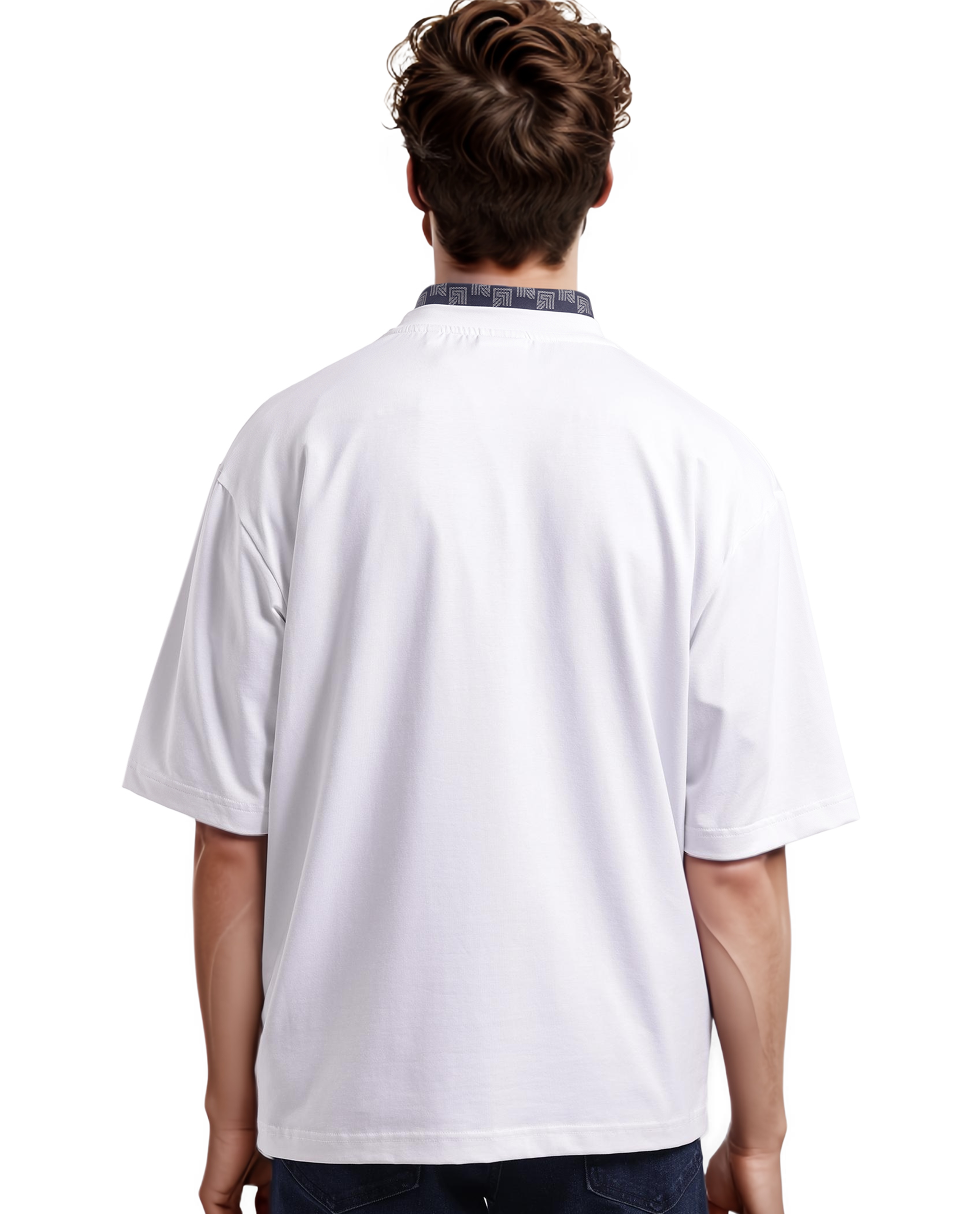 Rare Rabbit Men Zobo White Cotton Blend Fabric Short Sleeve Crew Neck Oversized Fit Monogram Print Pocket T-Shirt