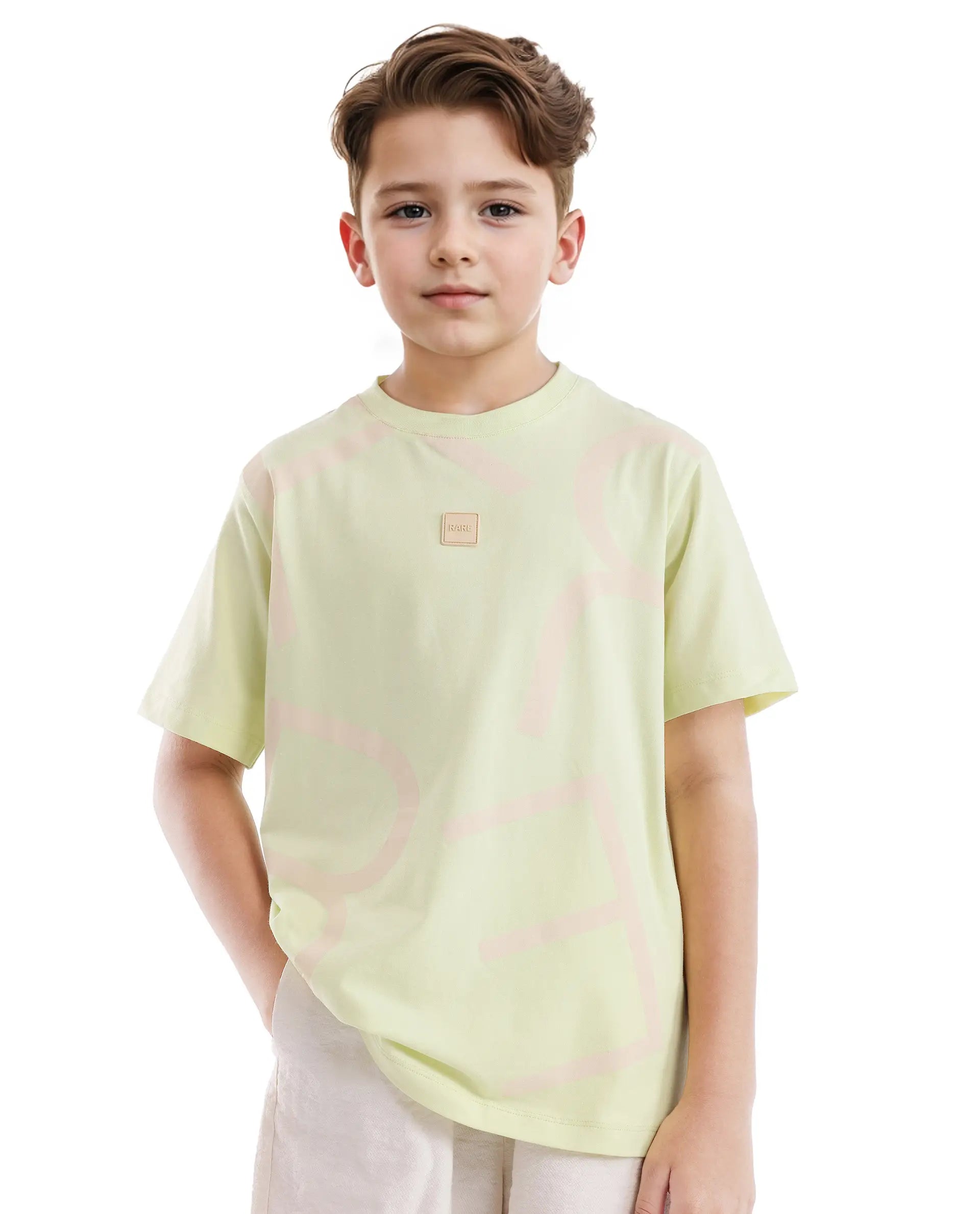 Rare Ones Kids Zon Flouroscent Green Cotton Short Sleeve Crew Neck Pigment Print T-Shirt
