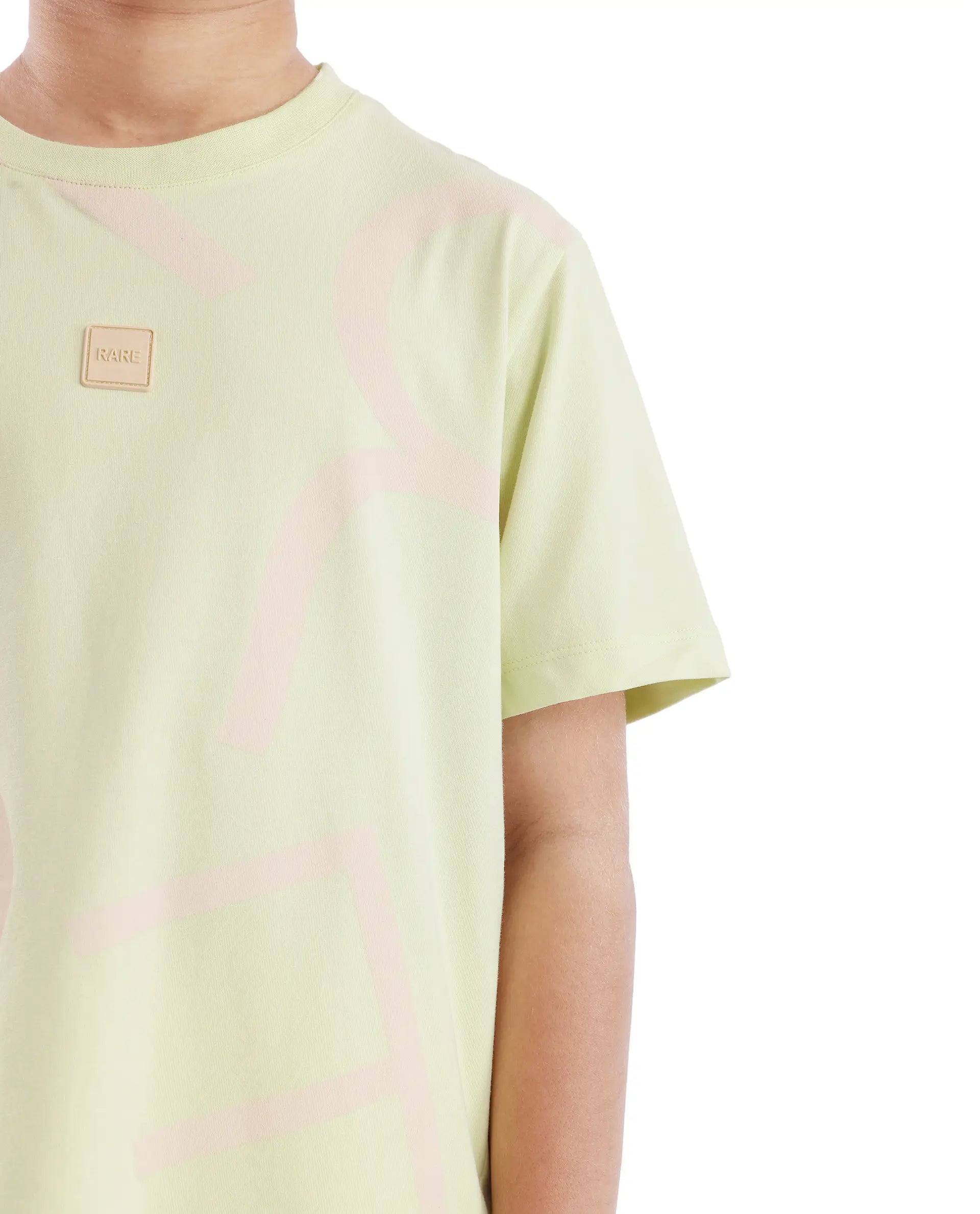 Rare Ones Kids Zon Flouroscent Green Cotton Short Sleeve Crew Neck Pigment Print T-Shirt