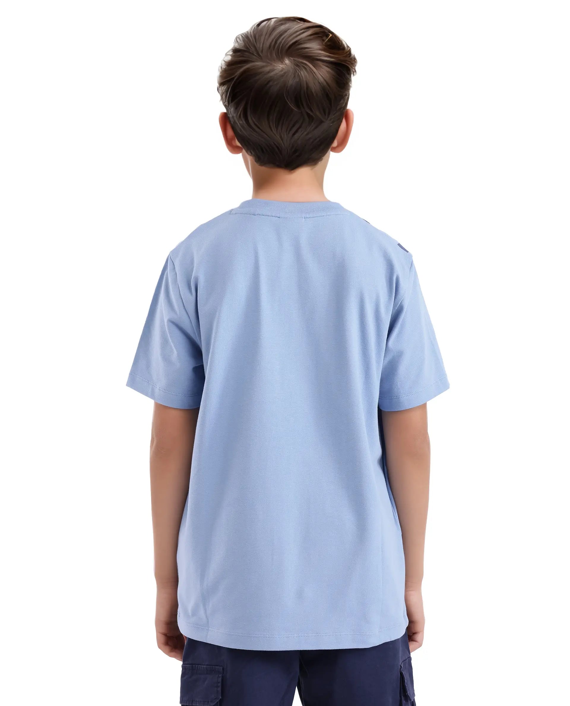 Rare Ones Kids Zon Dusky Blue Cotton Short Sleeve Crew Neck Pigment Print T-Shirt