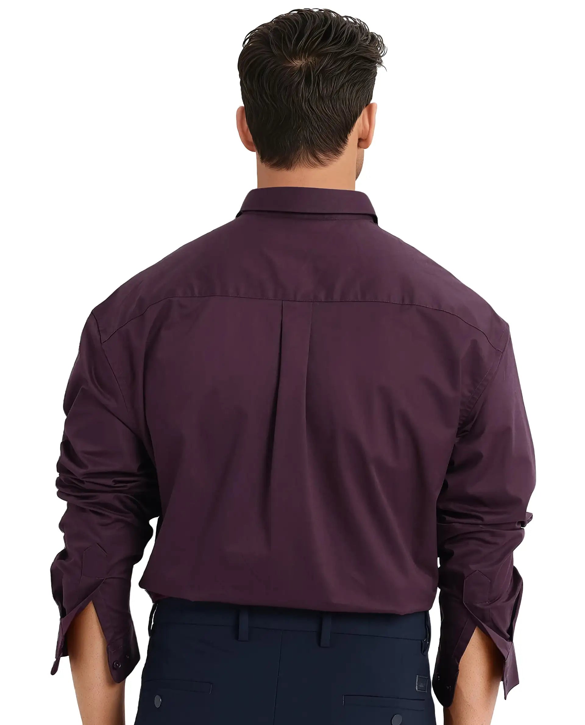Rare Rabbit Men's Zord Purple Cotton Lycra Fabric Full Sleeves Button Down Collar Boxy Fit Plain Shirt