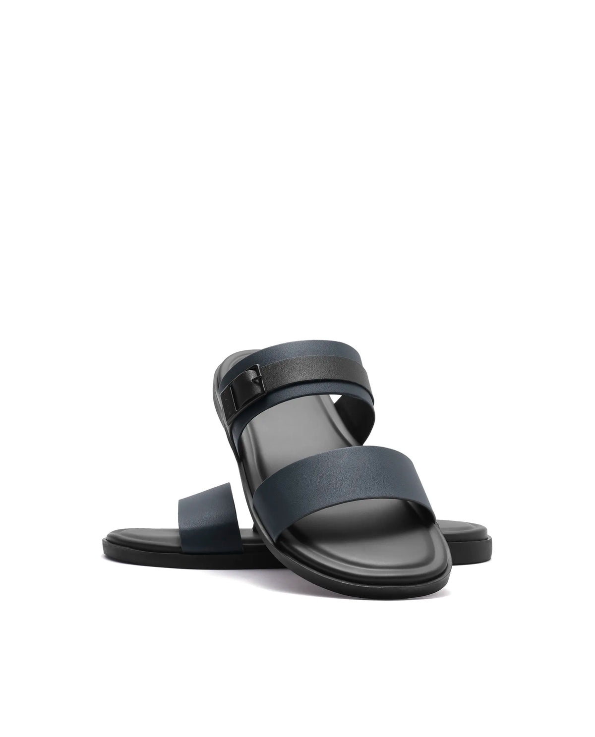 Rarez Men's Zorn Dark Navy Leather Regular Sandal