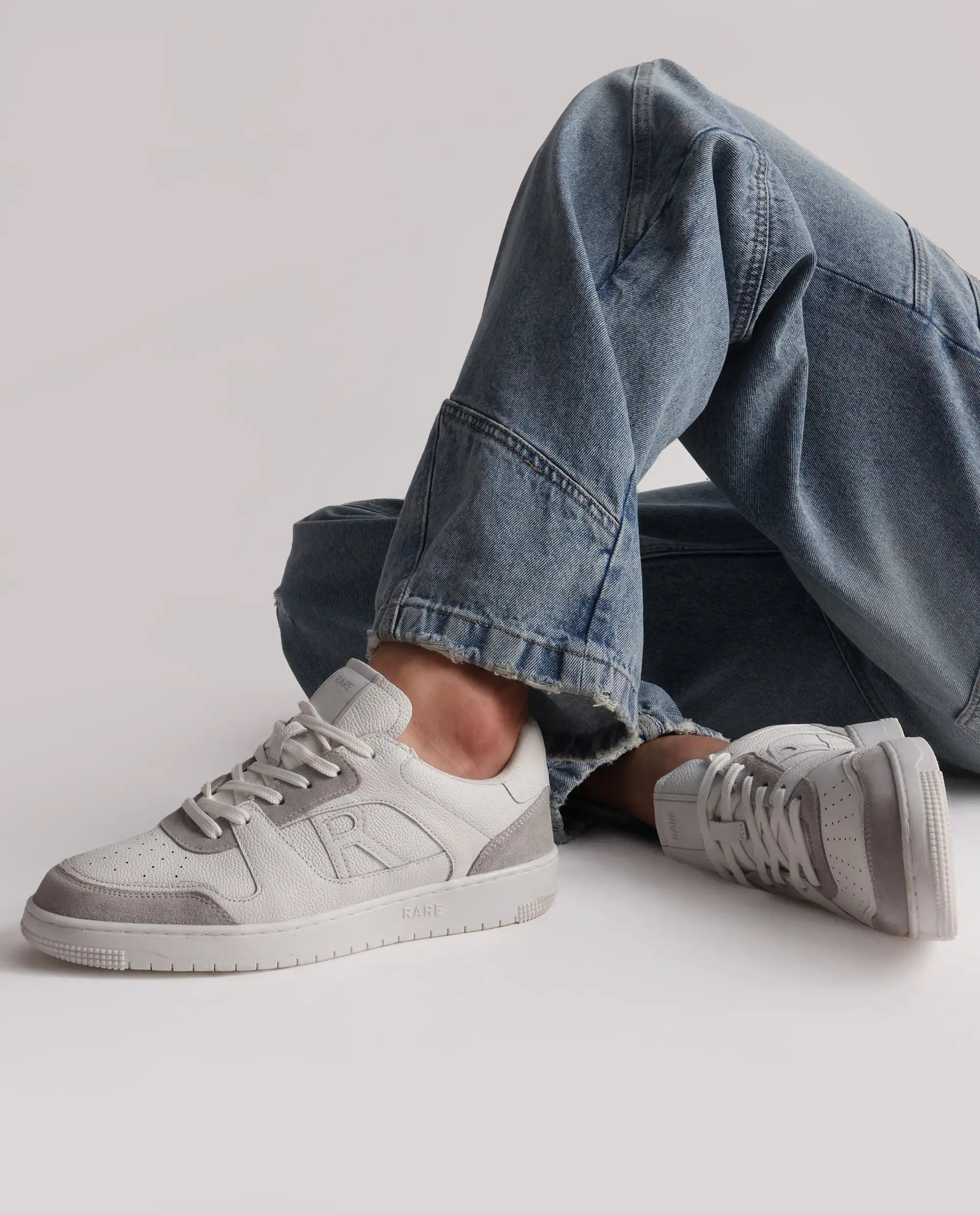 Rare Rabbit Men Zouk White Leather Lace-Up Closure Sneakers