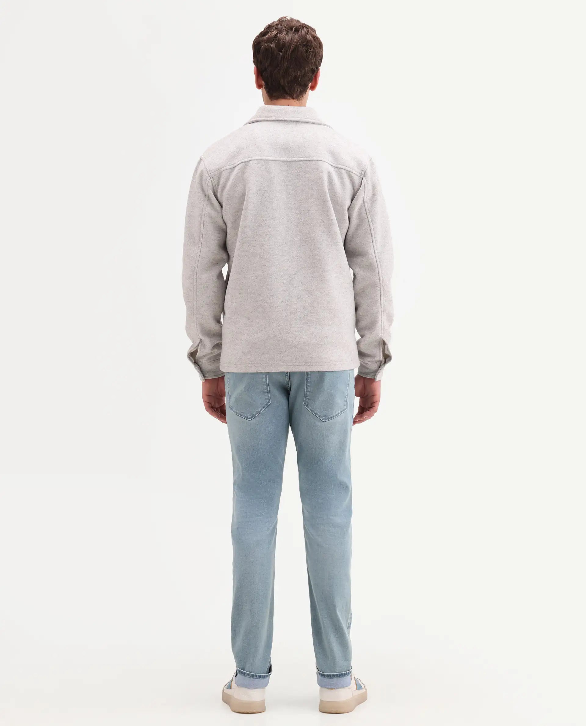 Rare Rabbit Men's Zuno L Light Blue Cotton Blend Fabric Shank And Zipper Hawk Slim Plain Jeans