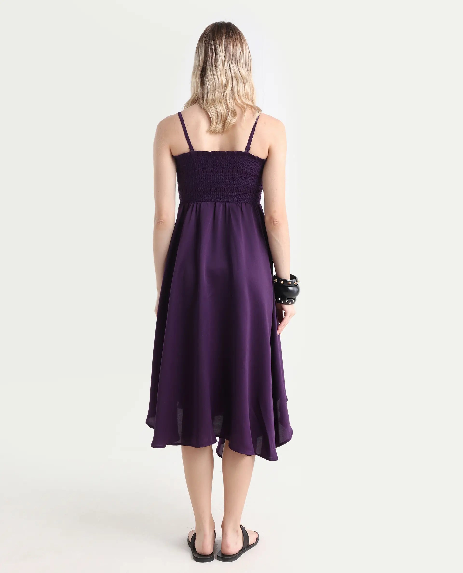 Buy Zuret - Dark Purple Plain Knee Length Dress| Rareism Buy Zuret - Dark Purple Plain Knee Length Dress| Rareism