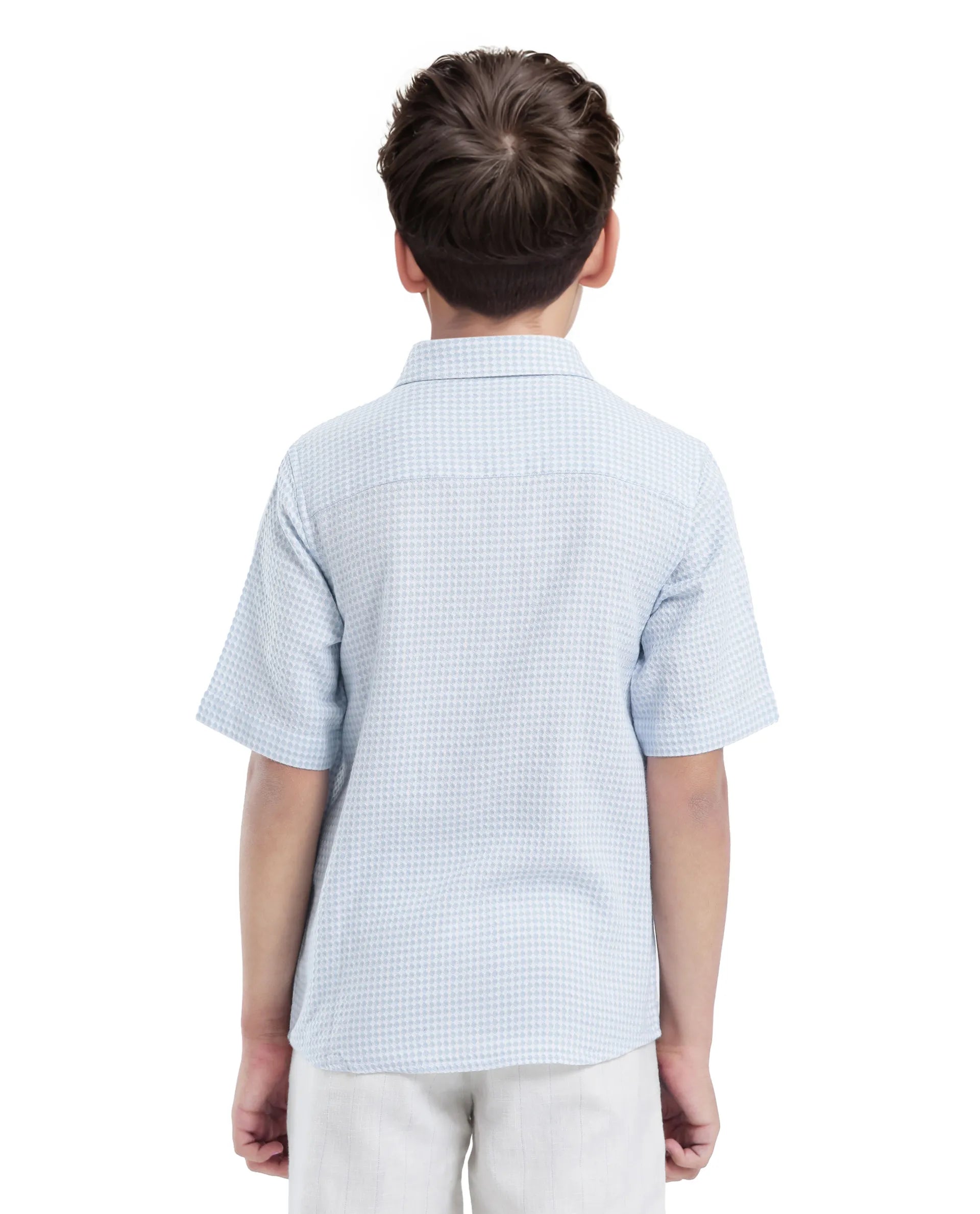 Rare Ones Kids Zygo Light Blue Cotton Half Sleeve Button Solid Regular Fit Shirt