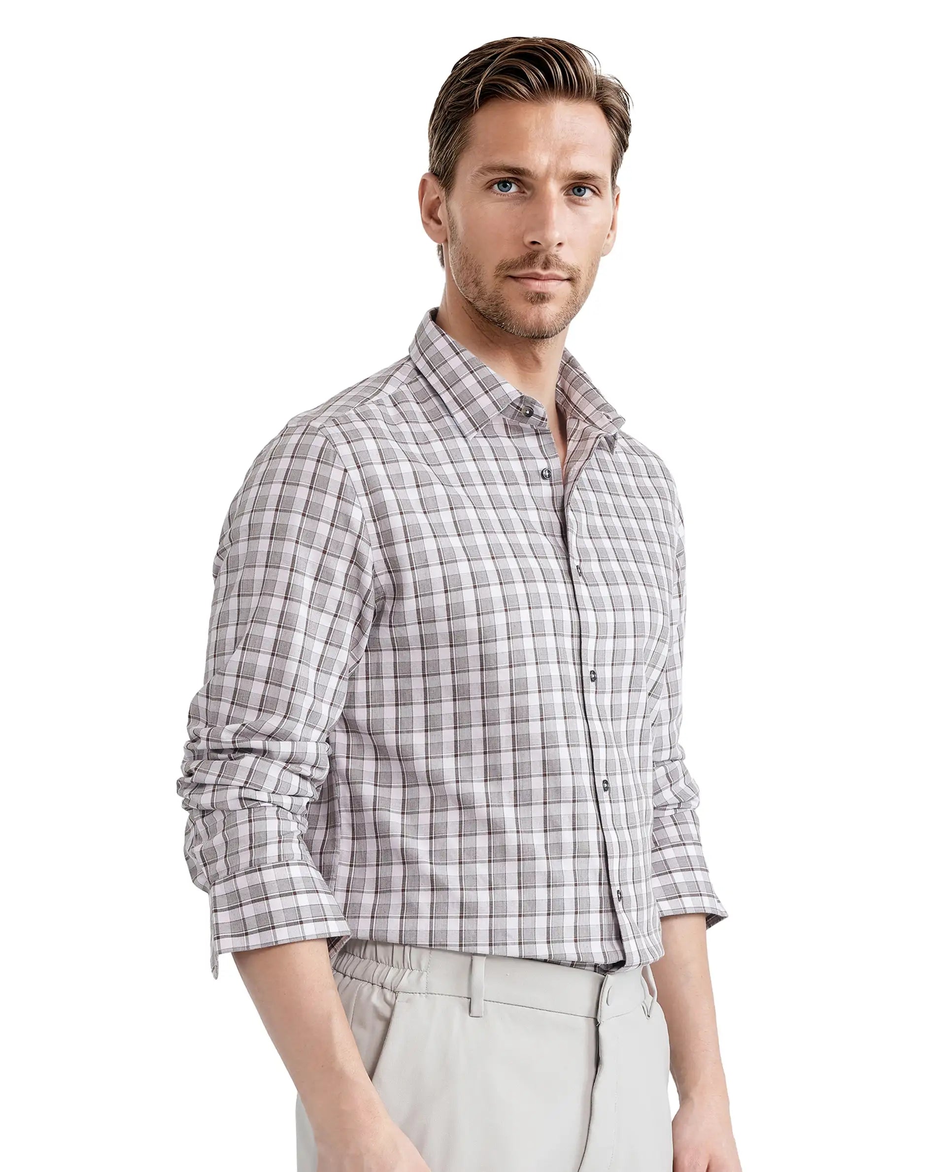 Rare Rabbit Men Zylot Pink Cotton Fabric Full Sleeve Regular Collared Button Closure Melange Checked Shirt