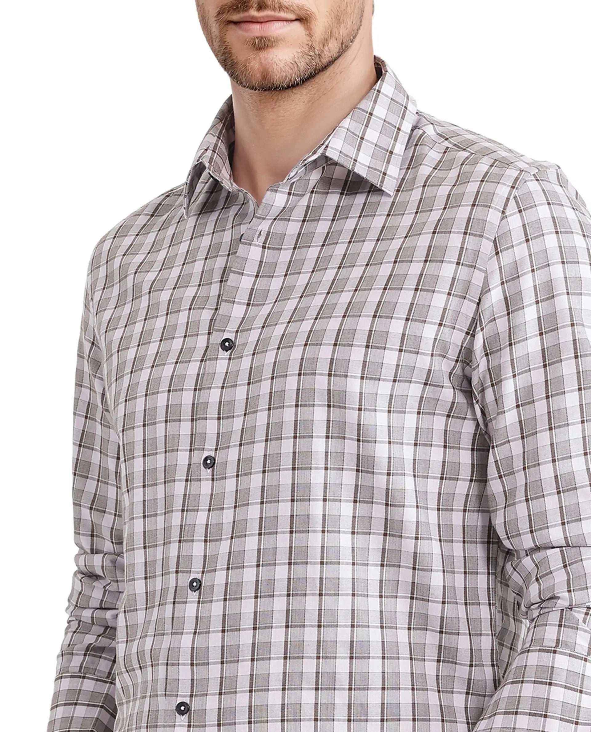 Rare Rabbit Men Zylot Pink Cotton Fabric Full Sleeve Regular Collared Button Closure Melange Checked Shirt