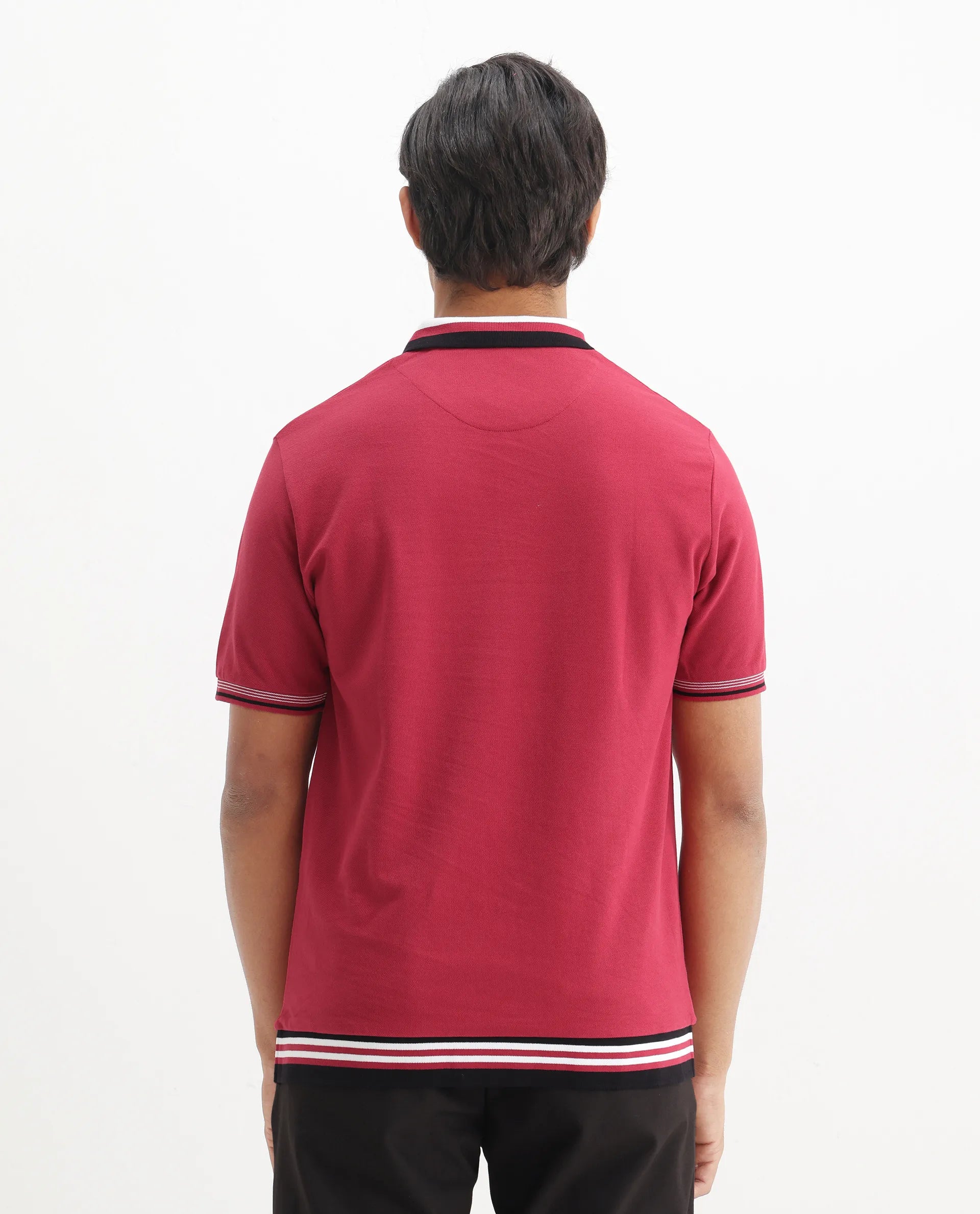 Rare Rabbit Men's Cotton Plain Regular Fit Half Sleeve Polo